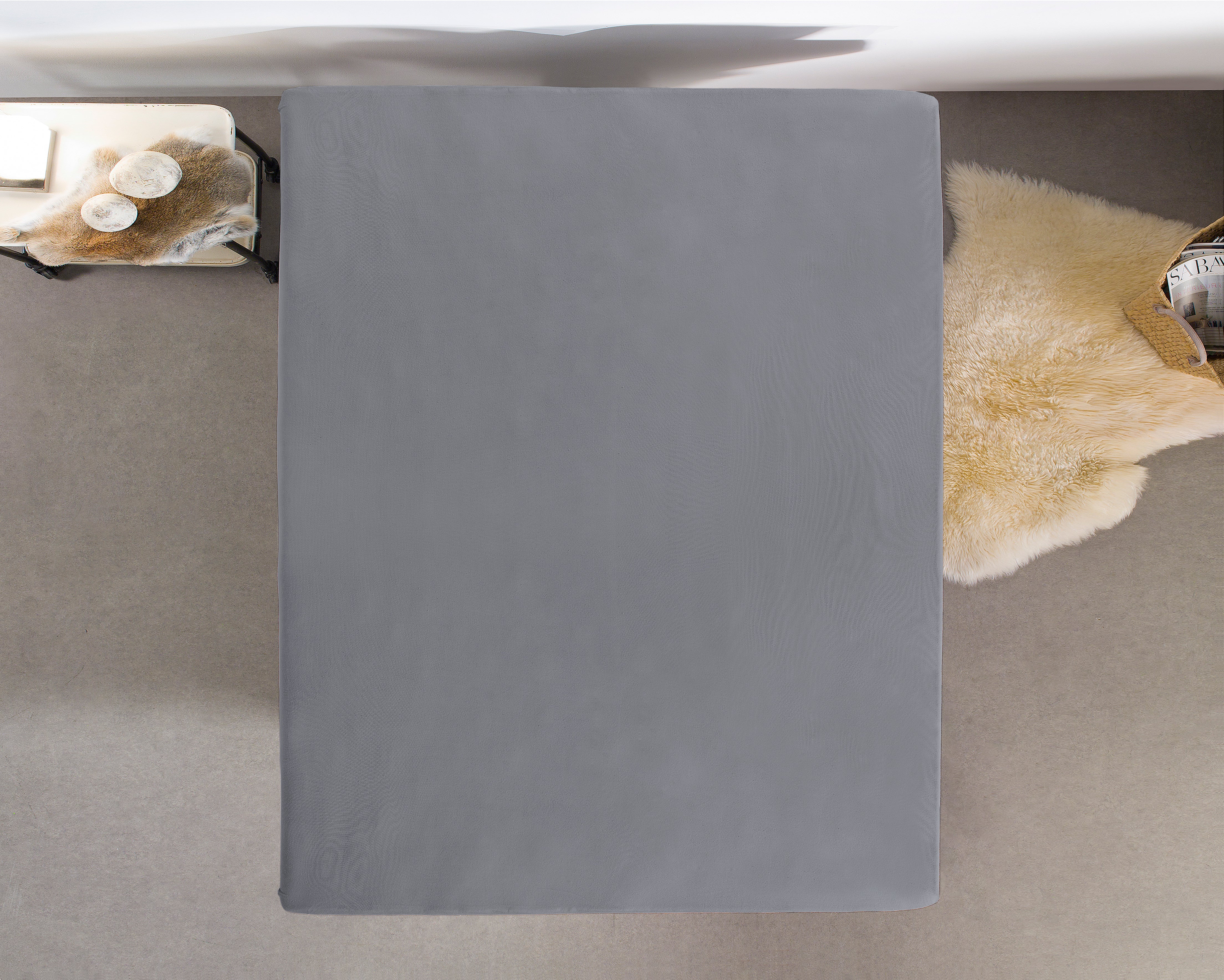 Jersey Topper Fitted Sheet Gray - Wonderfully Soft - Suitable for Box Springs and Mattresses - Stretch Cotton