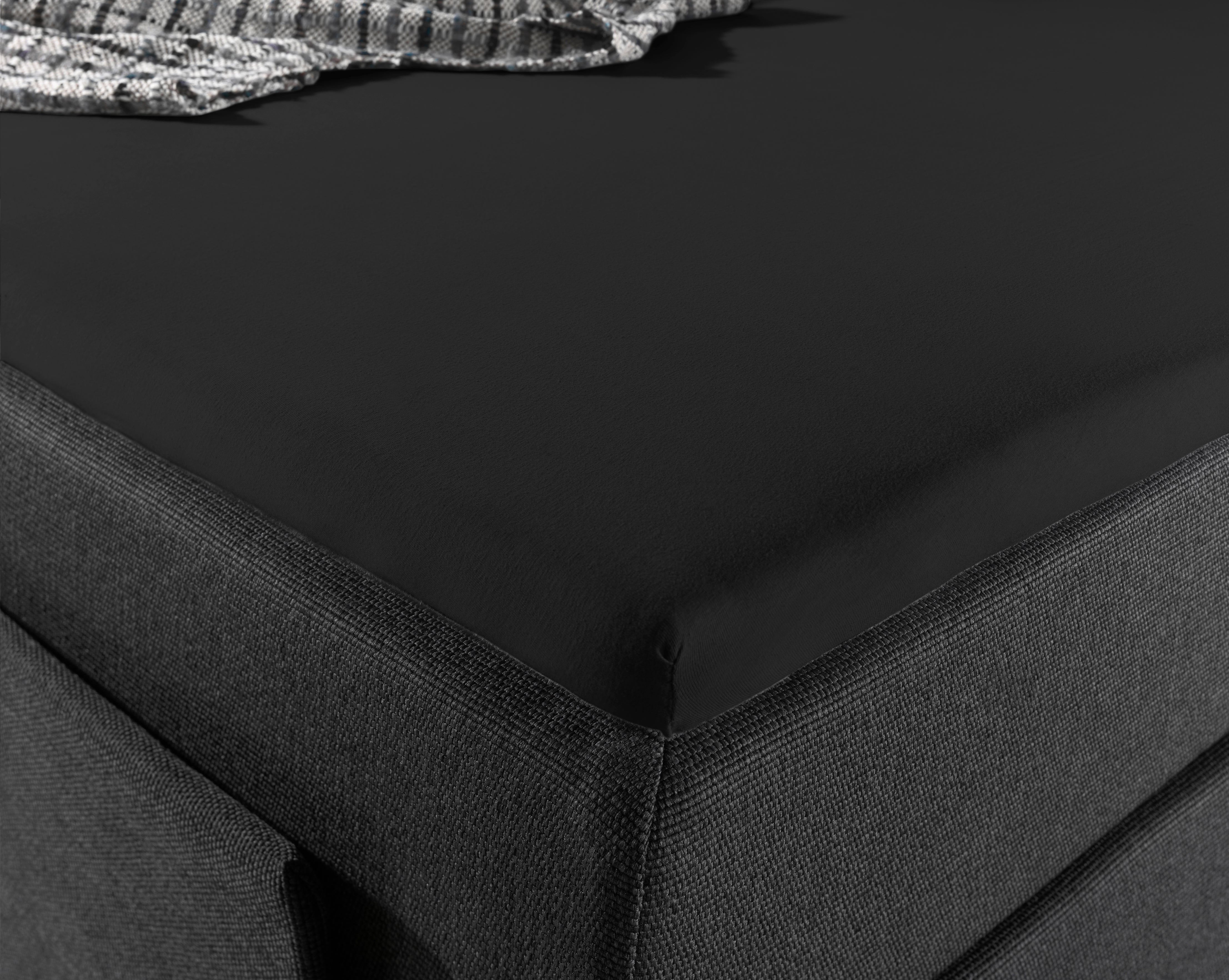 Jersey Topper Fitted Sheet Black - Wonderfully Soft - Suitable for Box Springs and Mattresses - Stretch Cotton