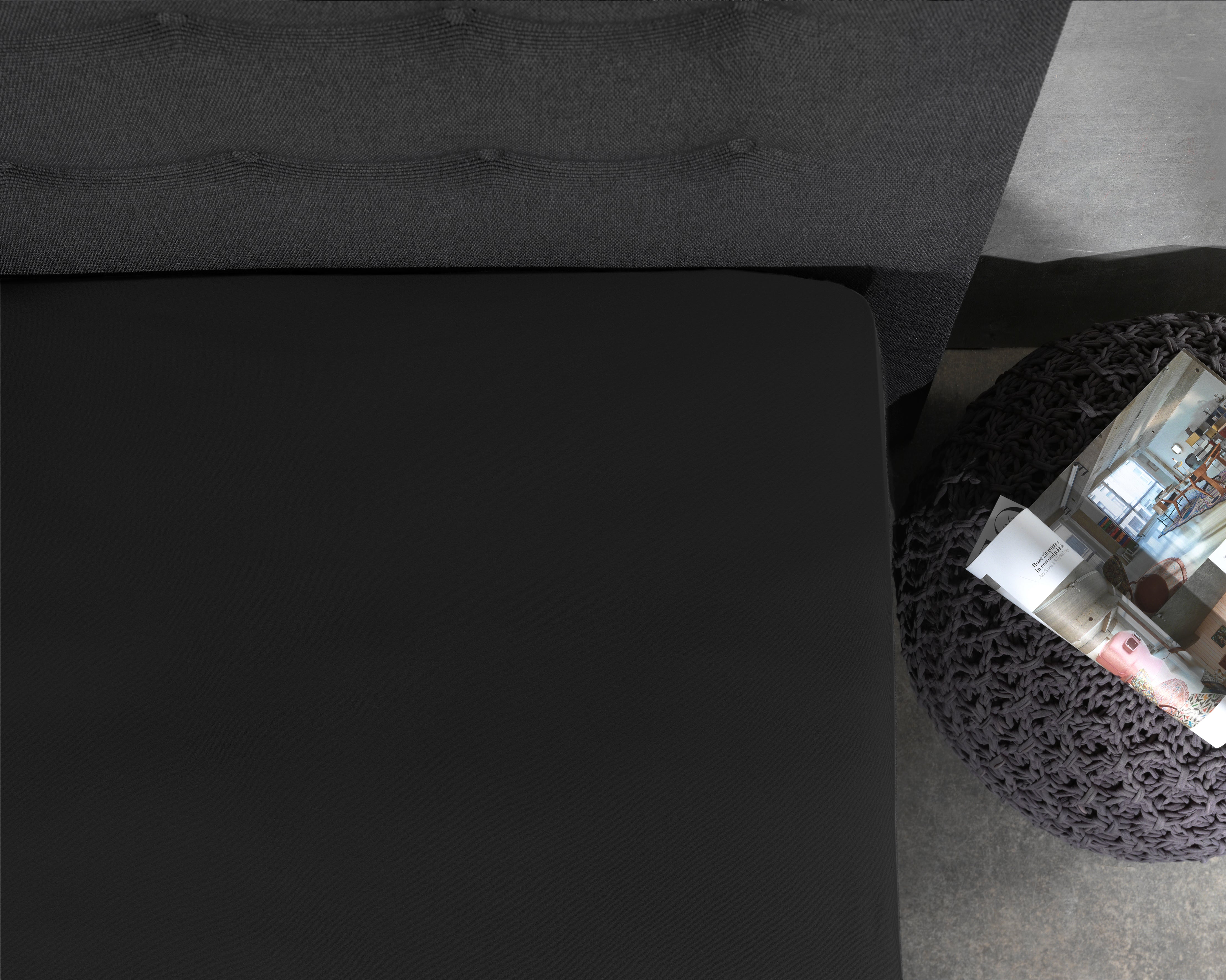 Jersey Topper Fitted Sheet Black - Wonderfully Soft - Suitable for Box Springs and Mattresses - Stretch Cotton