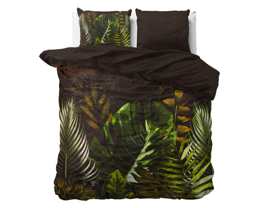 Jungle Art 2 Taupe Dekbedovertrek - Ademend katoen - Trendy designs - Met drukknopen