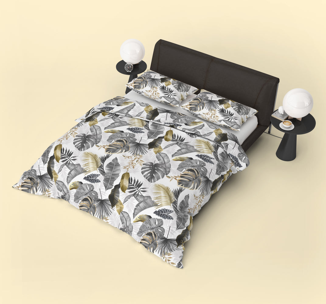 Jungle Style White Dekbedovertrek - Botanisch Design voor Luxe Slaapcomfort