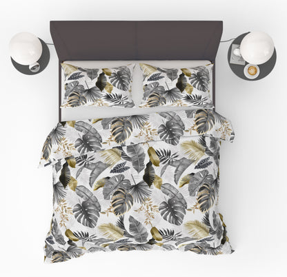 Jungle Style White Dekbedovertrek - Botanisch Design voor Luxe Slaapcomfort