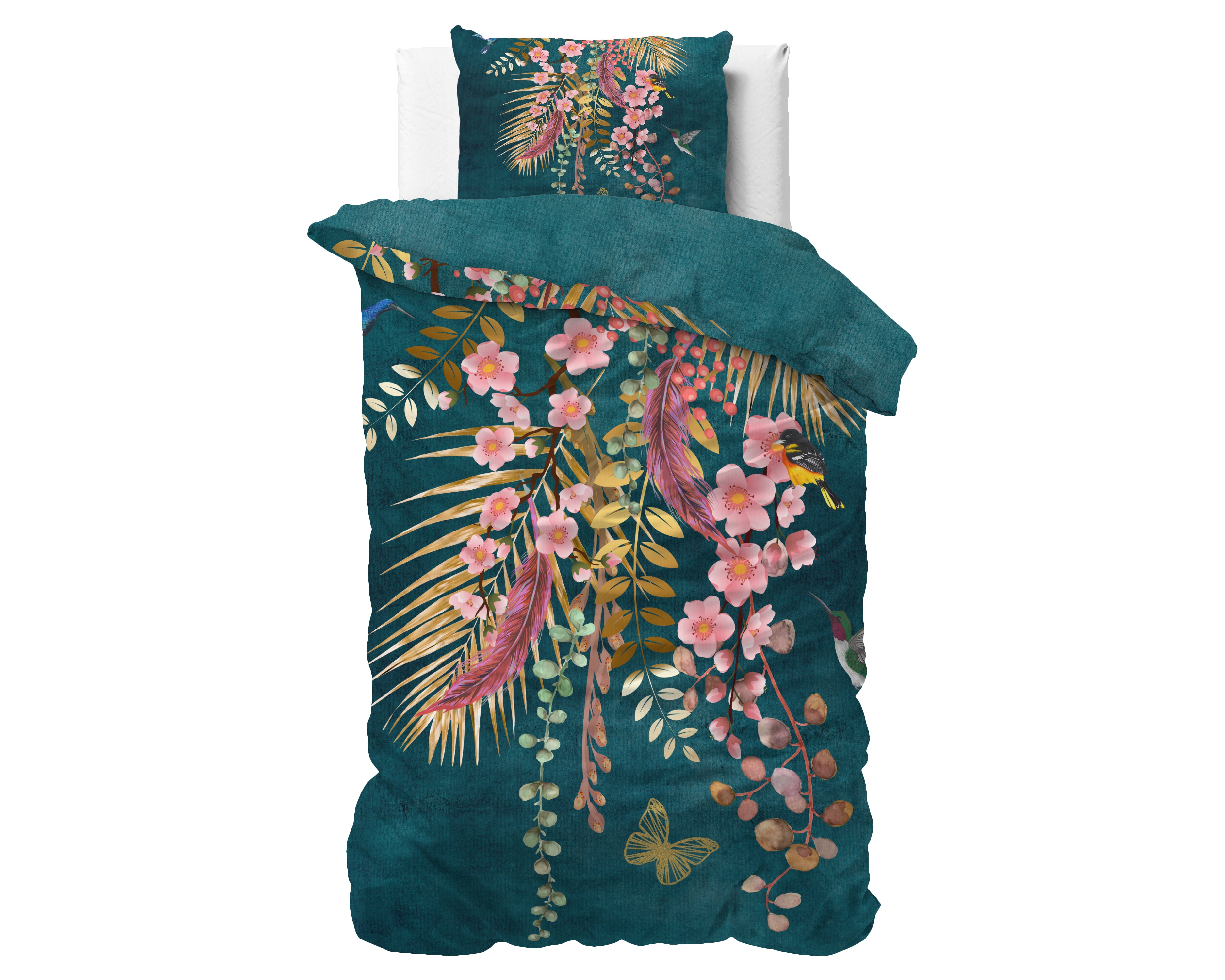 Kamala Botanisch Groen Dekbedovertrek - Luxe Satijn - Hoge kwaliteit - Trendy prints