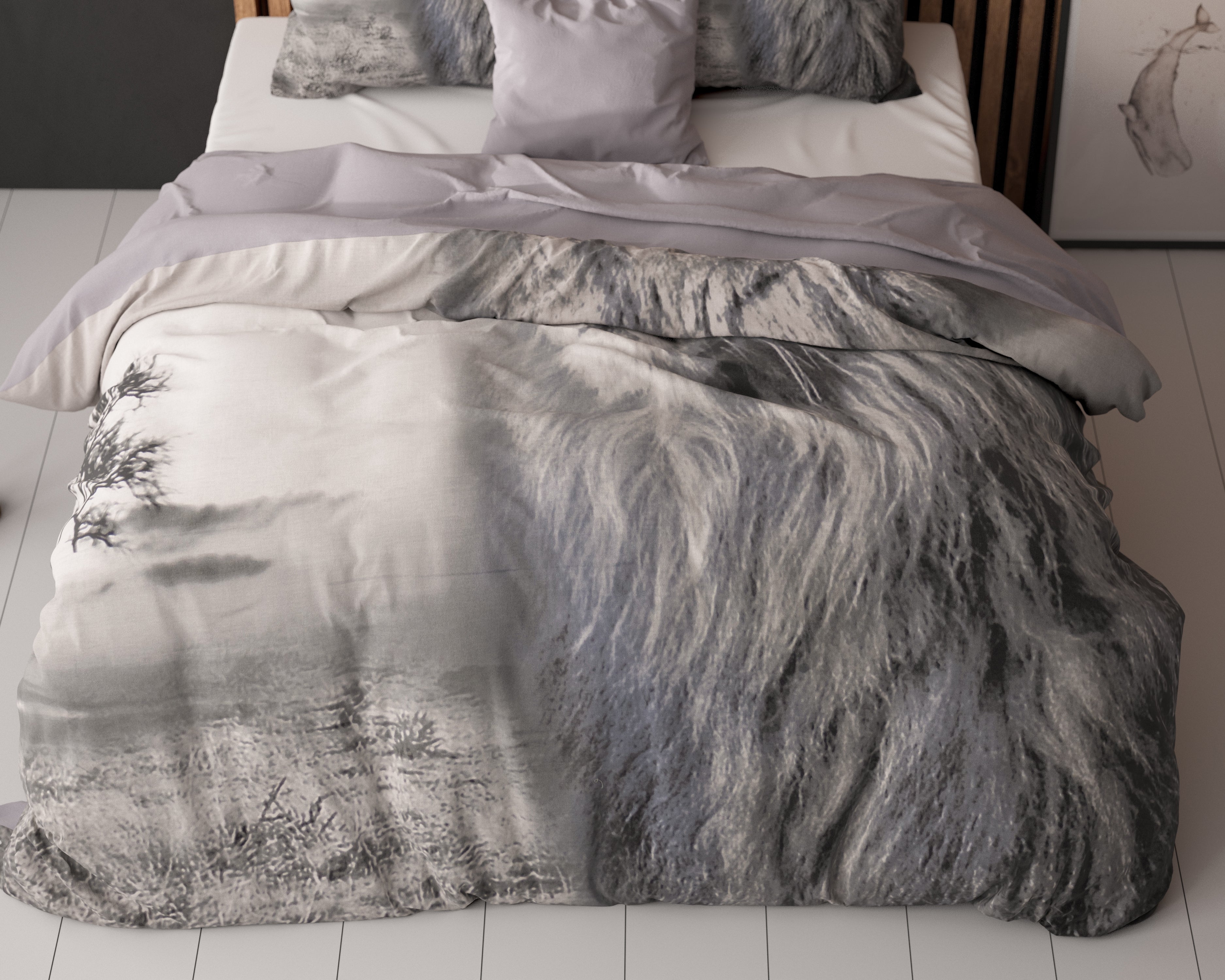King of Nature Grijs Dekbedovertrek - Ademend katoen - Trendy designs - Met drukknopen