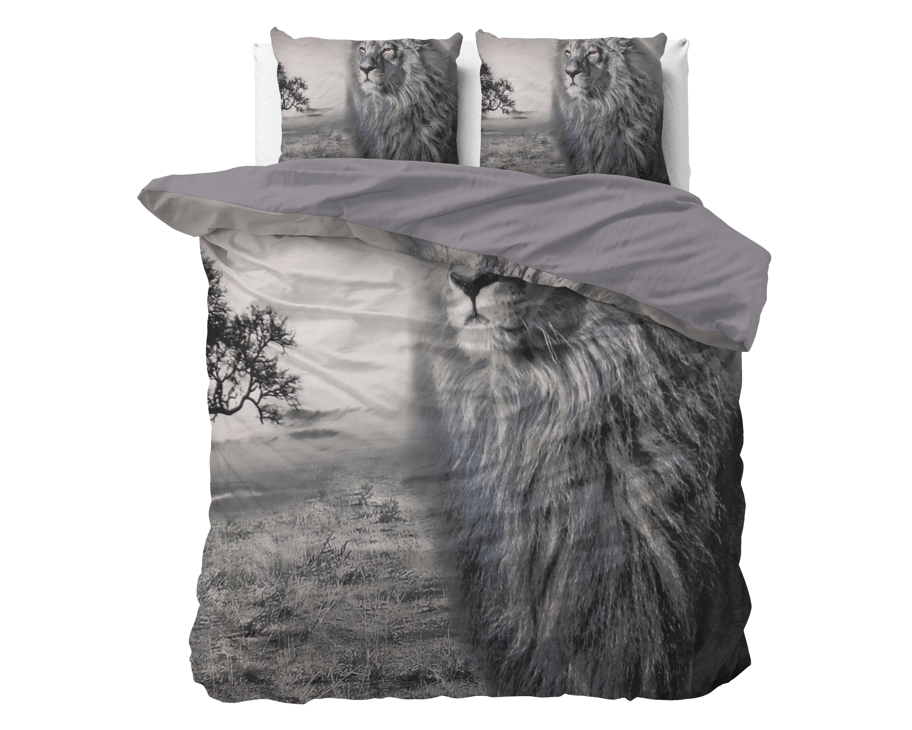 King of Nature Grijs Dekbedovertrek - Ademend katoen - Trendy designs - Met drukknopen
