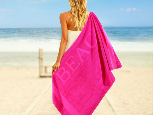 LUCCA strandlaken XXL Beach 100x200 cm fuchsia