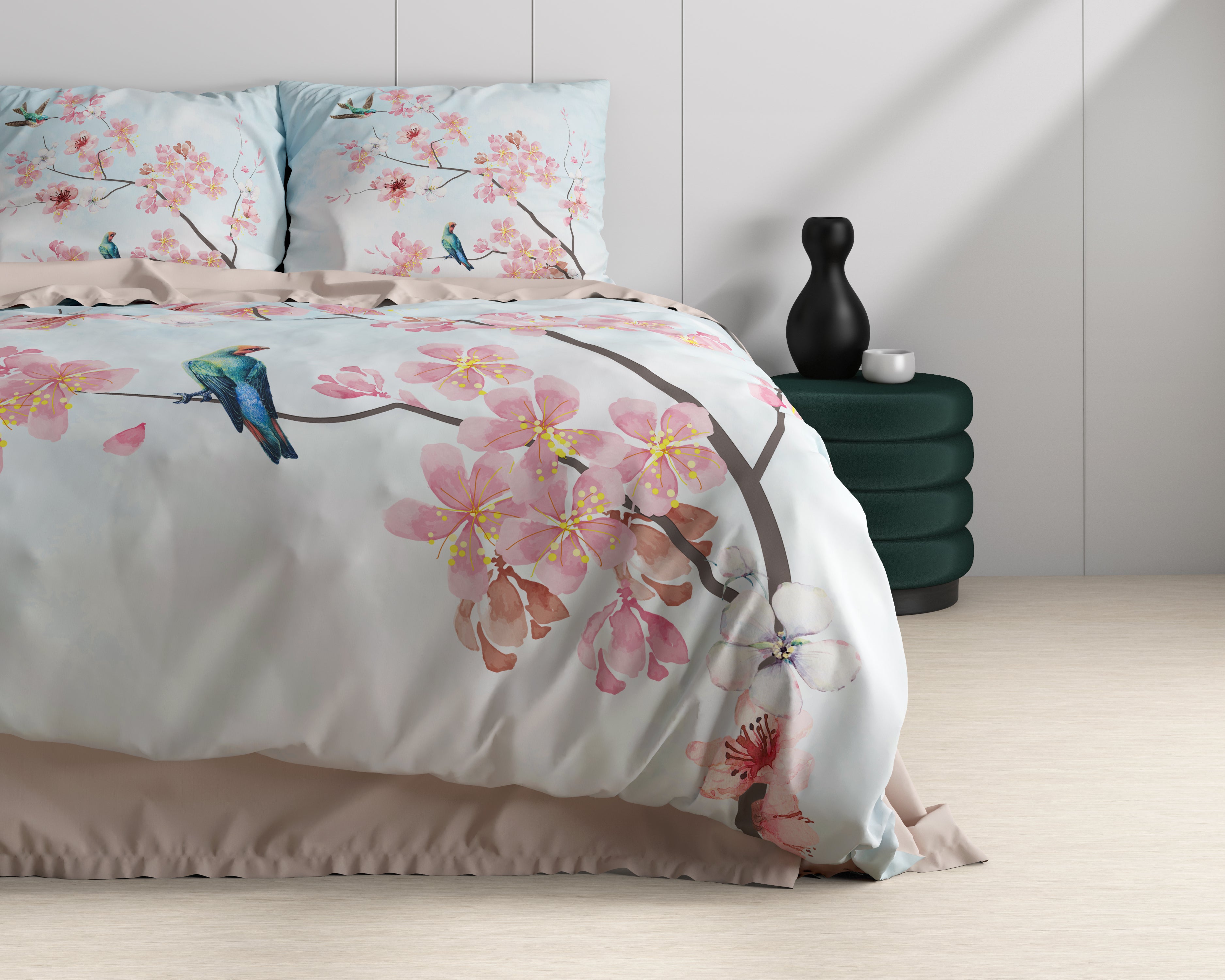 Layla Blauw Dekbedovertrek - Luxe Satijn - Hoge kwaliteit - Trendy prints