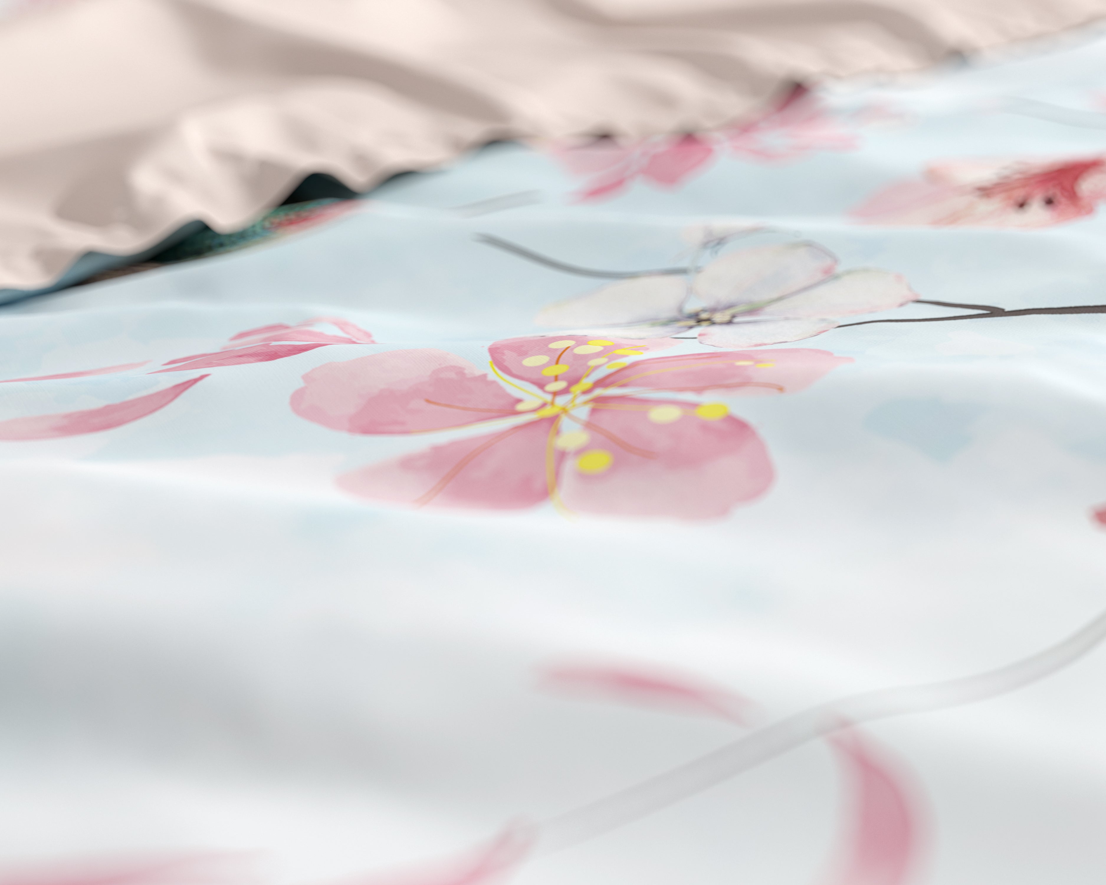 Layla Blauw Dekbedovertrek - Luxe Satijn - Hoge kwaliteit - Trendy prints