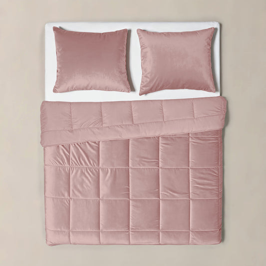 Lazy Velvet Dekbed Oud Roze - Dekbed en overtrek in 1 - Velvet chique uitstraling - Wasbaar