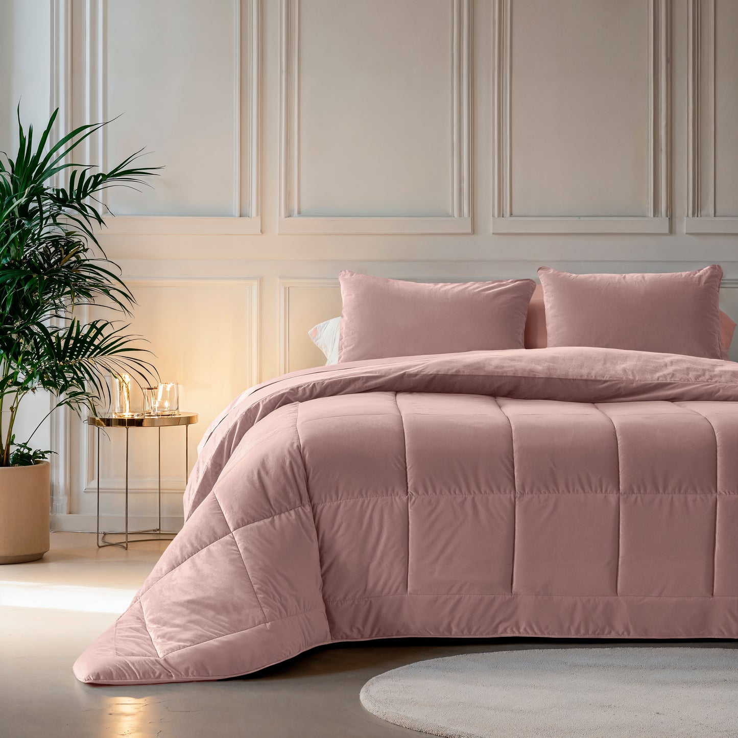 Lazy Velvet Dekbed Oud Roze - Dekbed en overtrek in 1 - Velvet chique uitstraling - Wasbaar