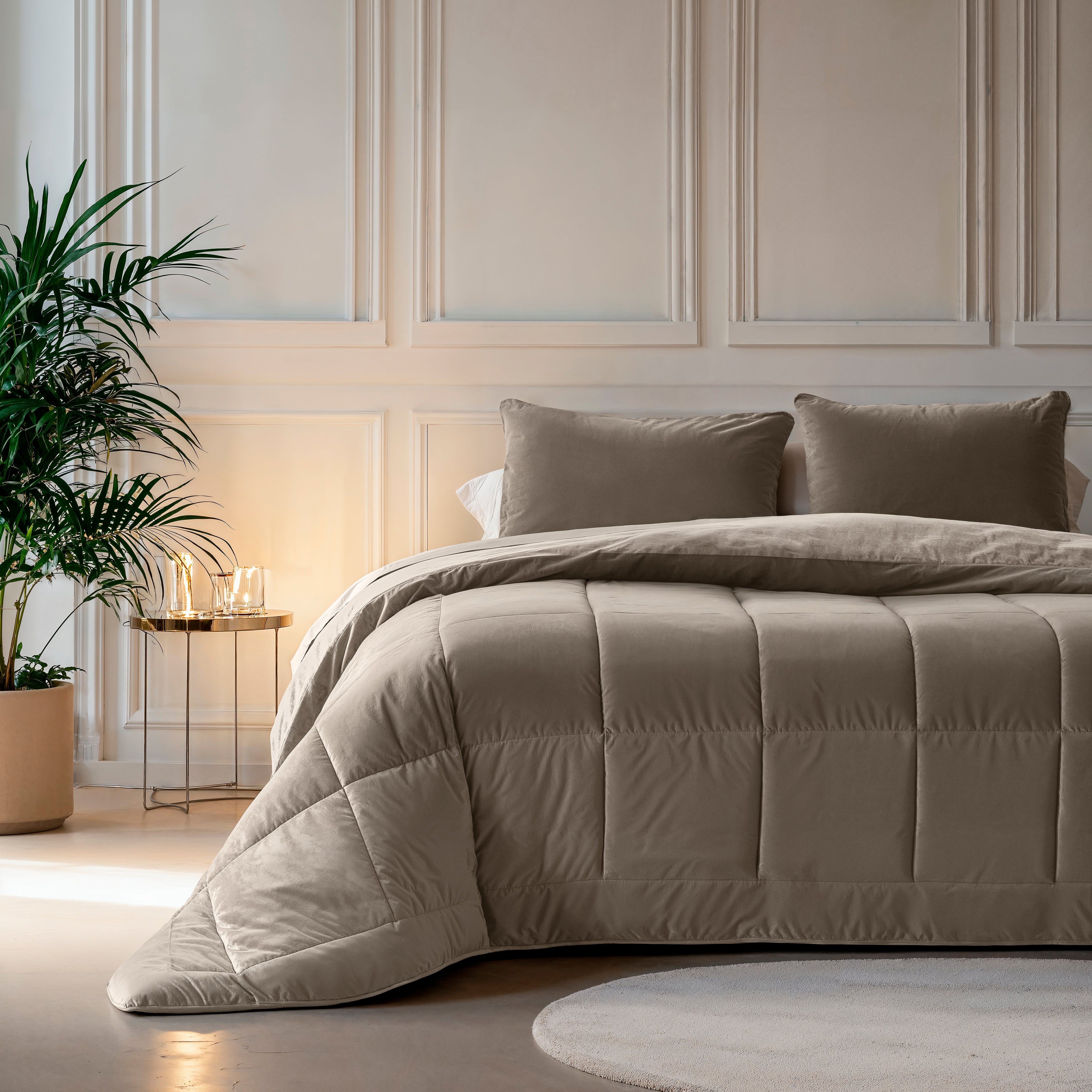All-in One Lazy Velvet Dekbed Taupe/Grijs - Dekbed voor het hele jaar
