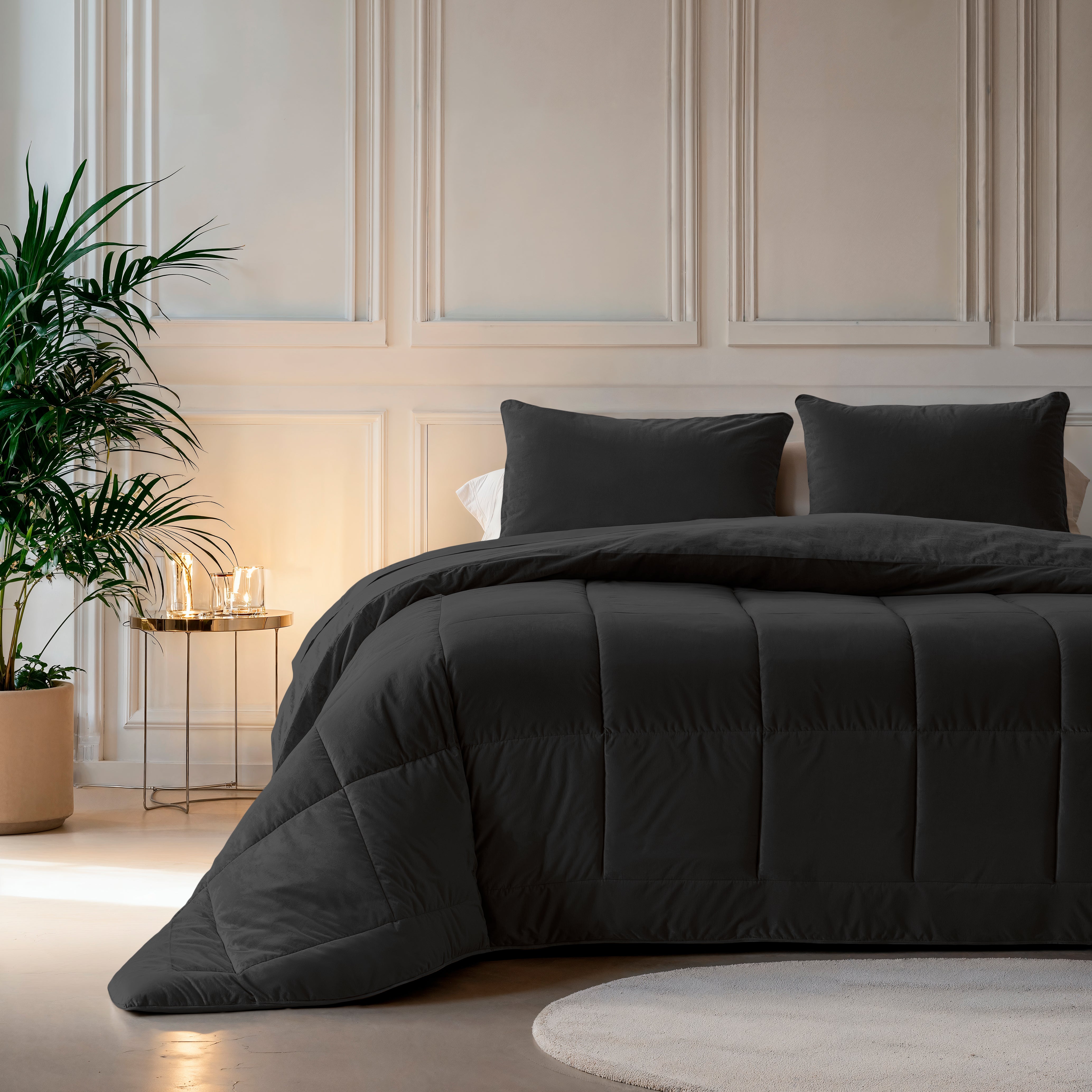 All-in One Lazy Velvet Dekbed Zwart - Dekbed voor het hele jaar