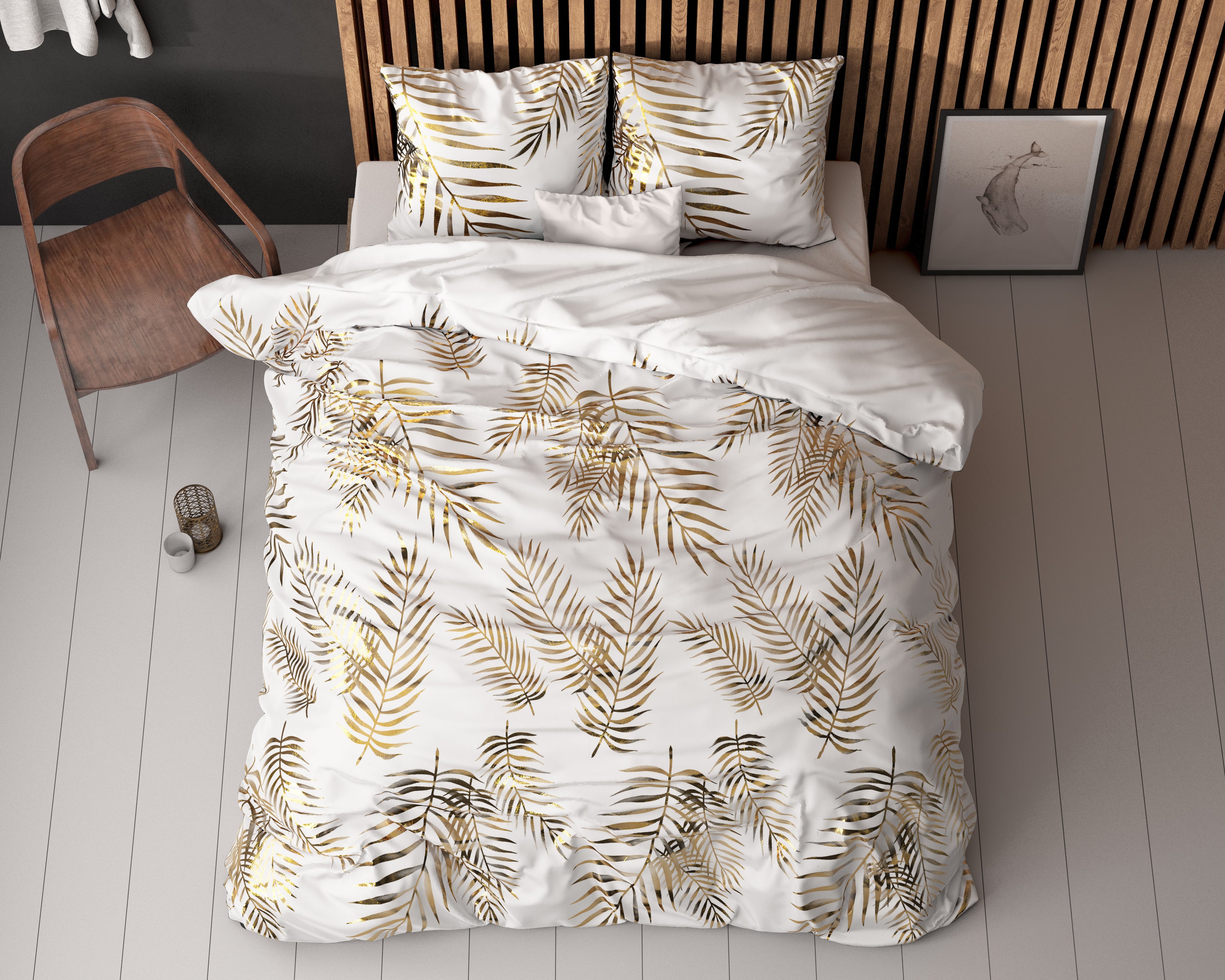 Leaves Dekbedovertrek Wit - Luxe Design - Super zacht geweven - Luxe verpakt