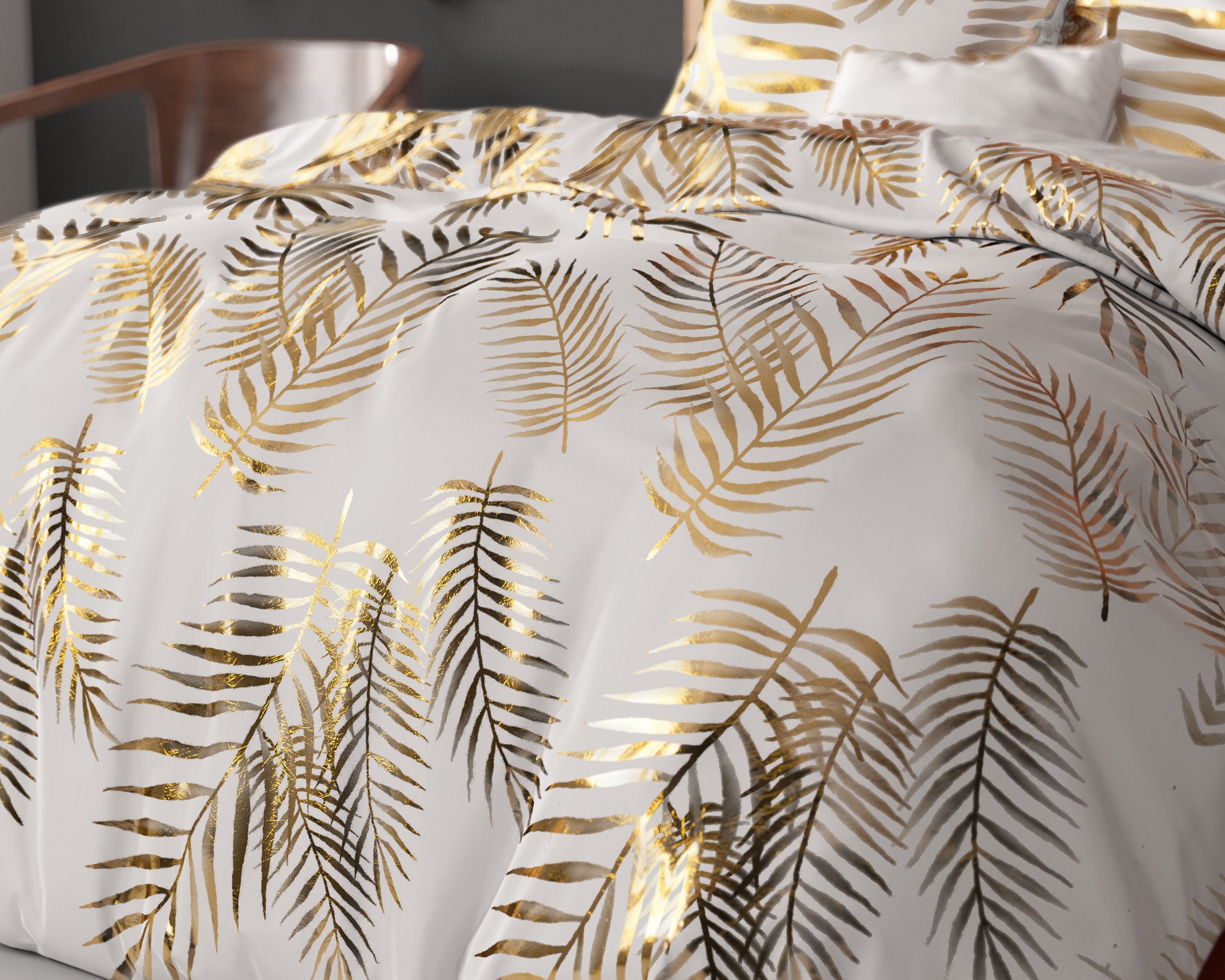Leaves Dekbedovertrek Wit - Luxe Design - Super zacht geweven - Luxe verpakt