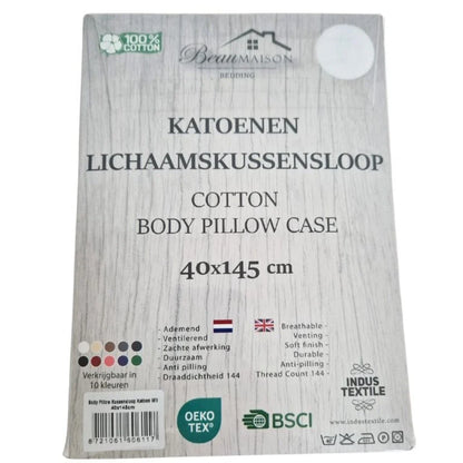 Lichaamskussen Hoes Wit - 100% Katoen - 40x145 cm | Anti-Allergisch & Ademend