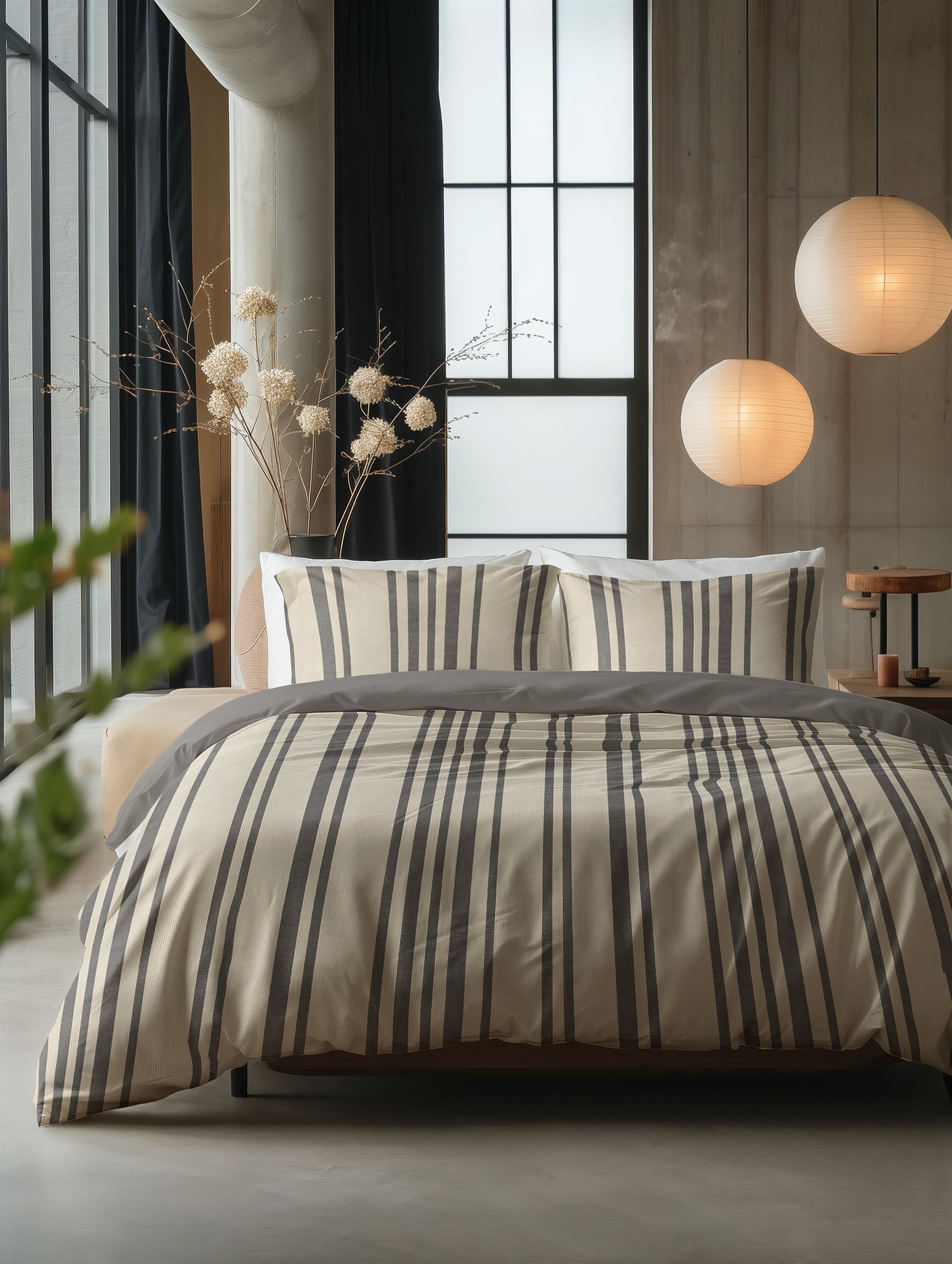 Linear Linen Zand Dekbedovertrek