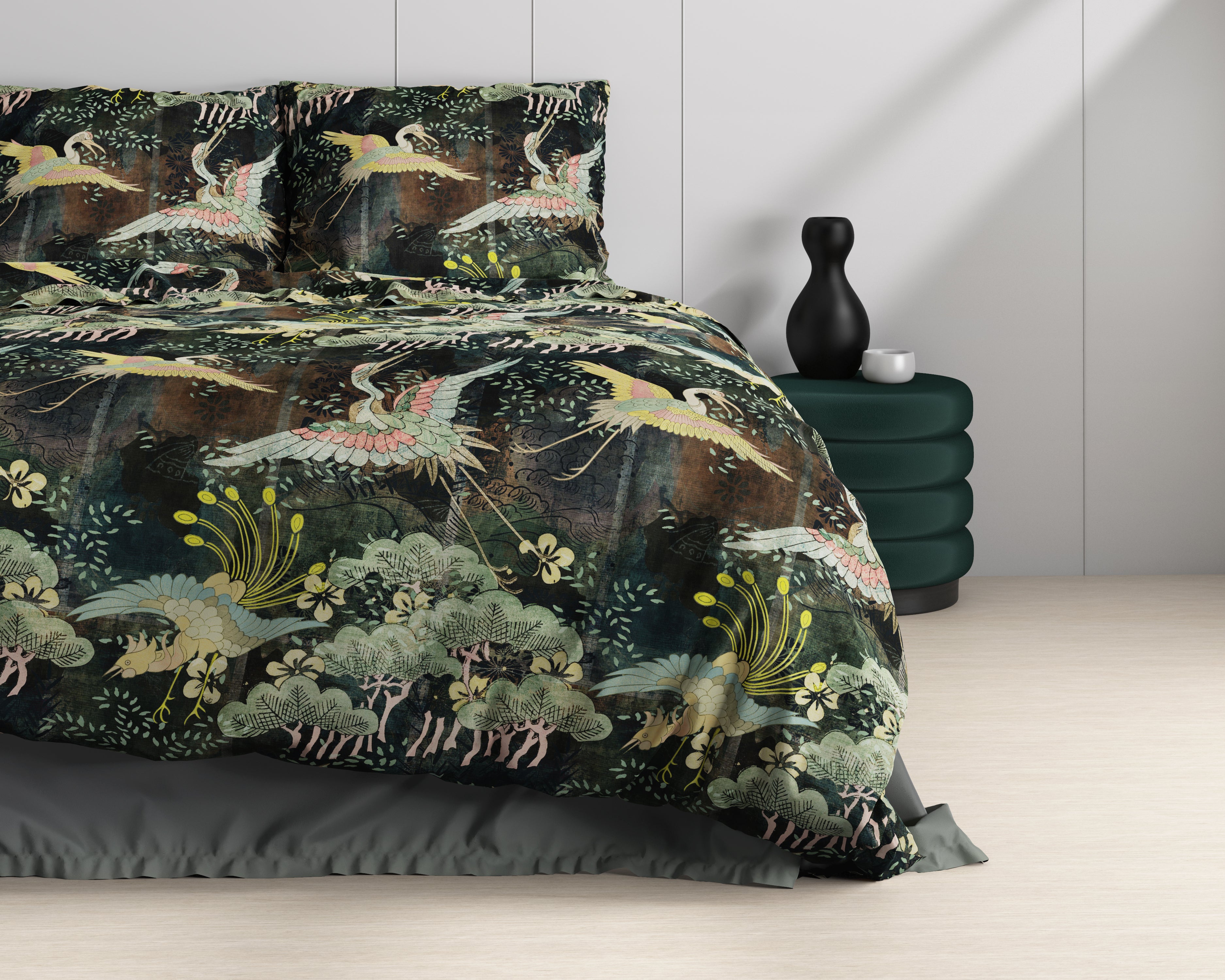 Lisette Groen Dekbedovertrek - Luxe Satijn - Hoge kwaliteit - Trendy prints