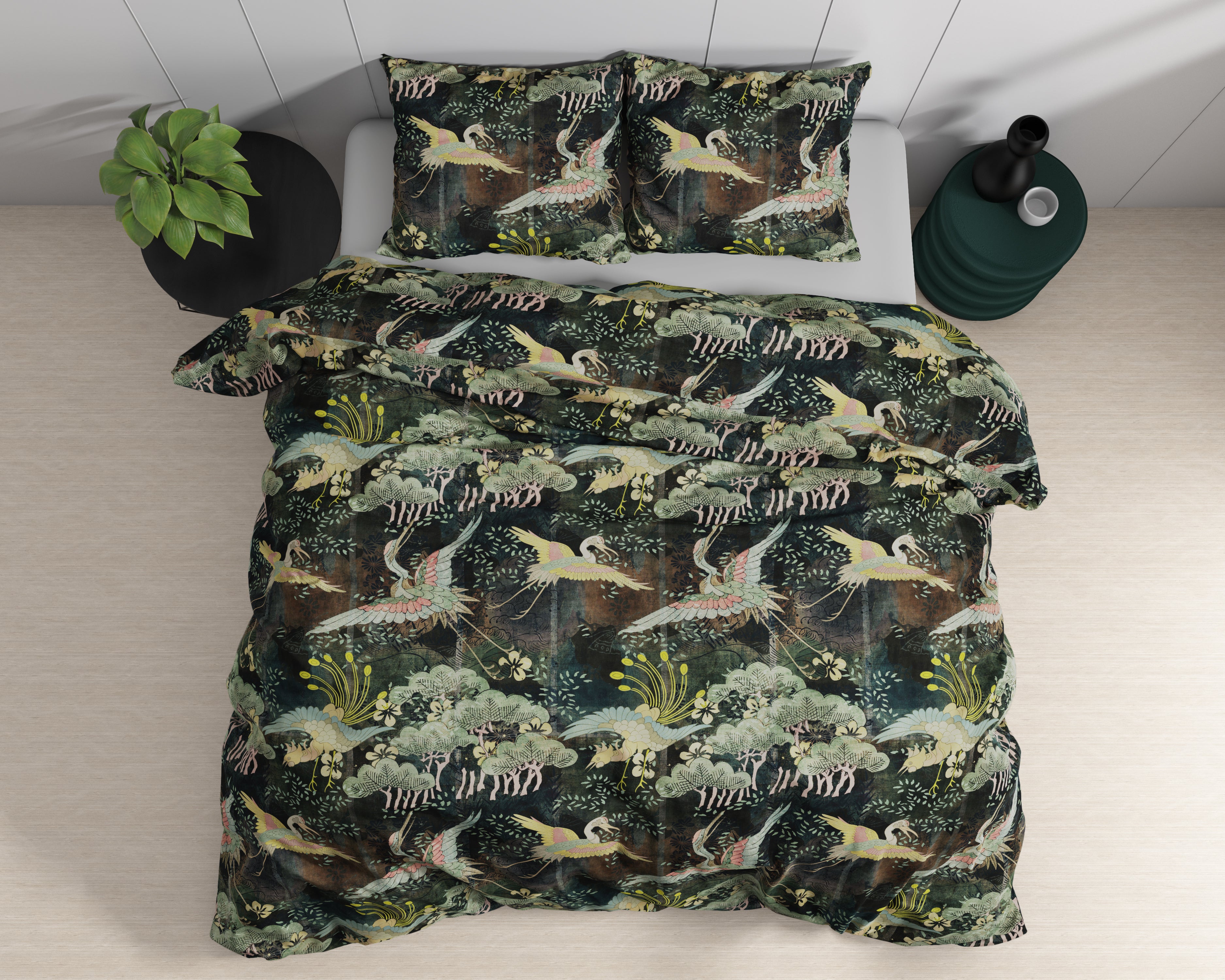Lisette Groen Dekbedovertrek - Luxe Satijn - Hoge kwaliteit - Trendy prints