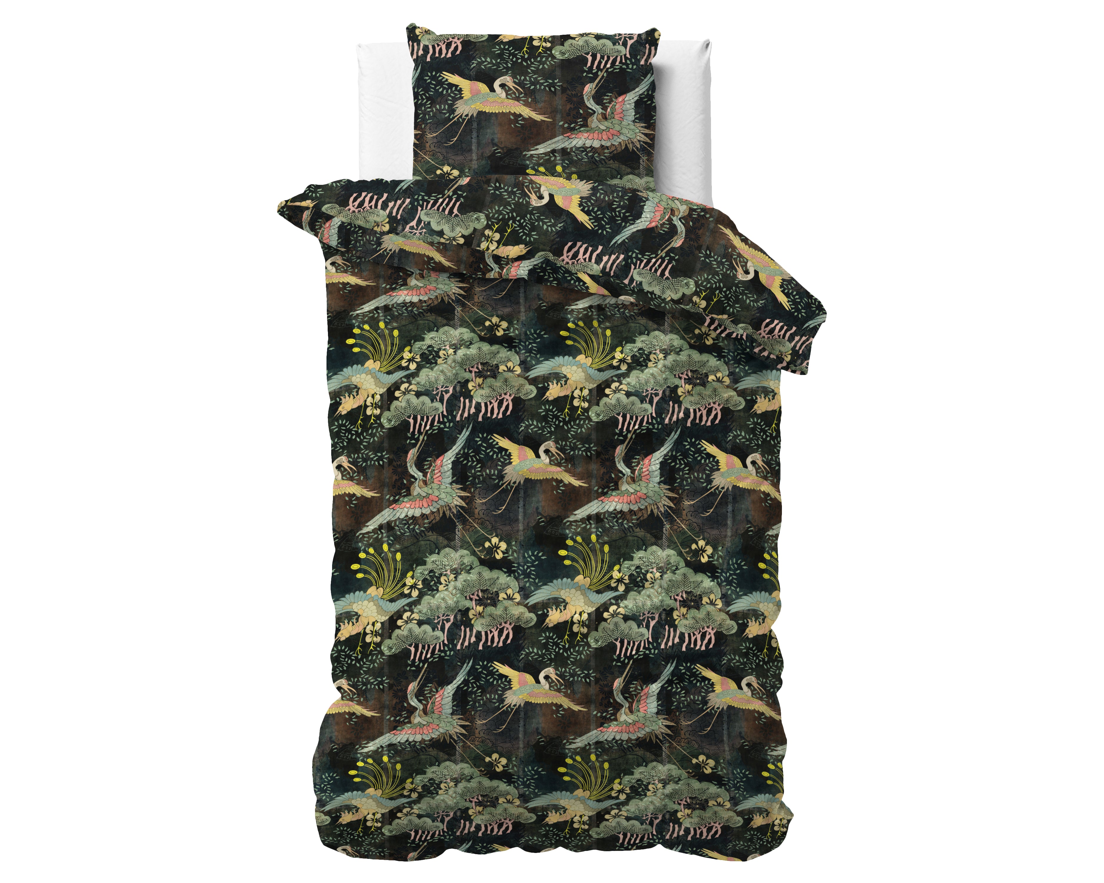 Lisette Groen Dekbedovertrek - Luxe Satijn - Hoge kwaliteit - Trendy prints