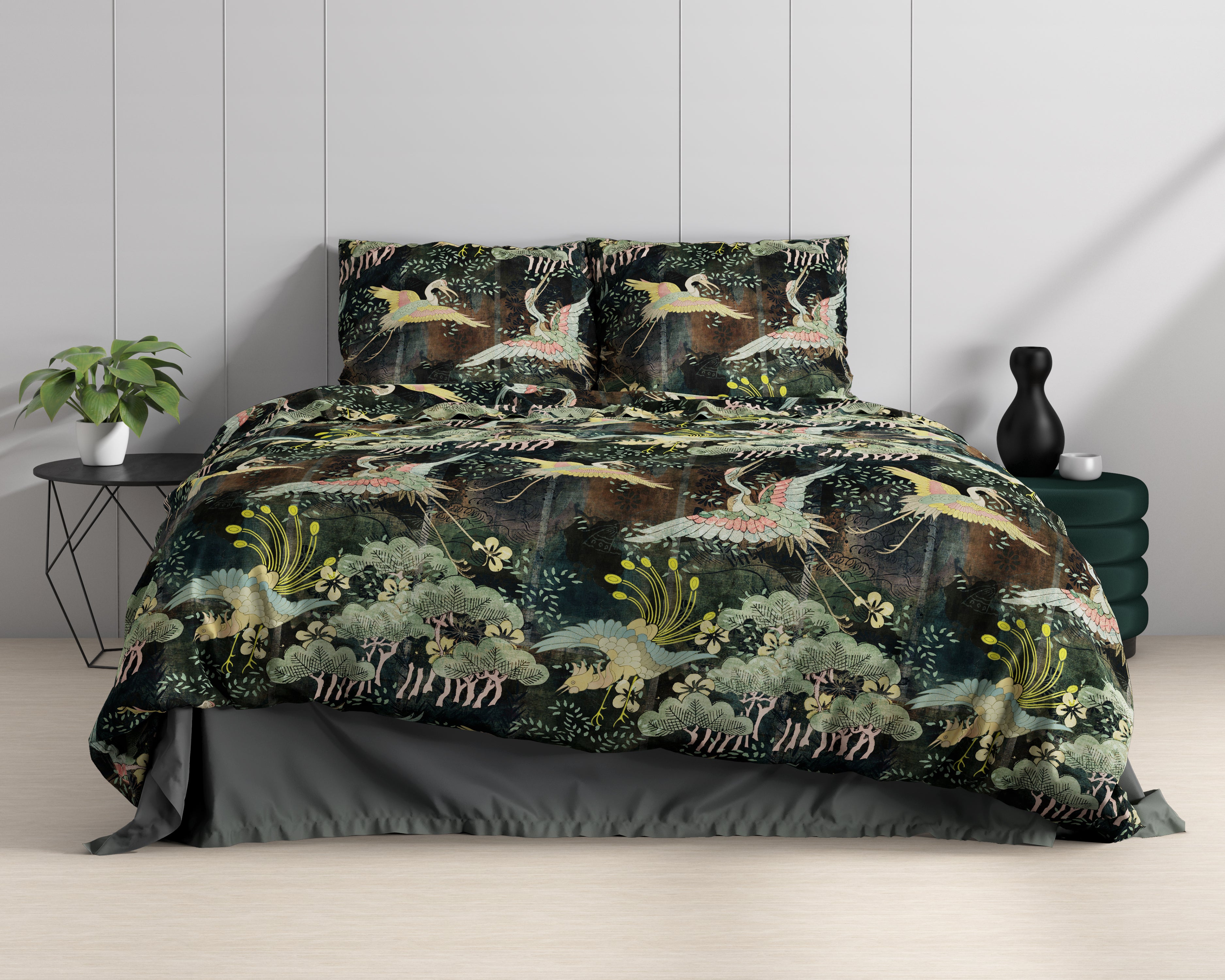 Lisette Groen Dekbedovertrek - Luxe Satijn - Hoge kwaliteit - Trendy prints