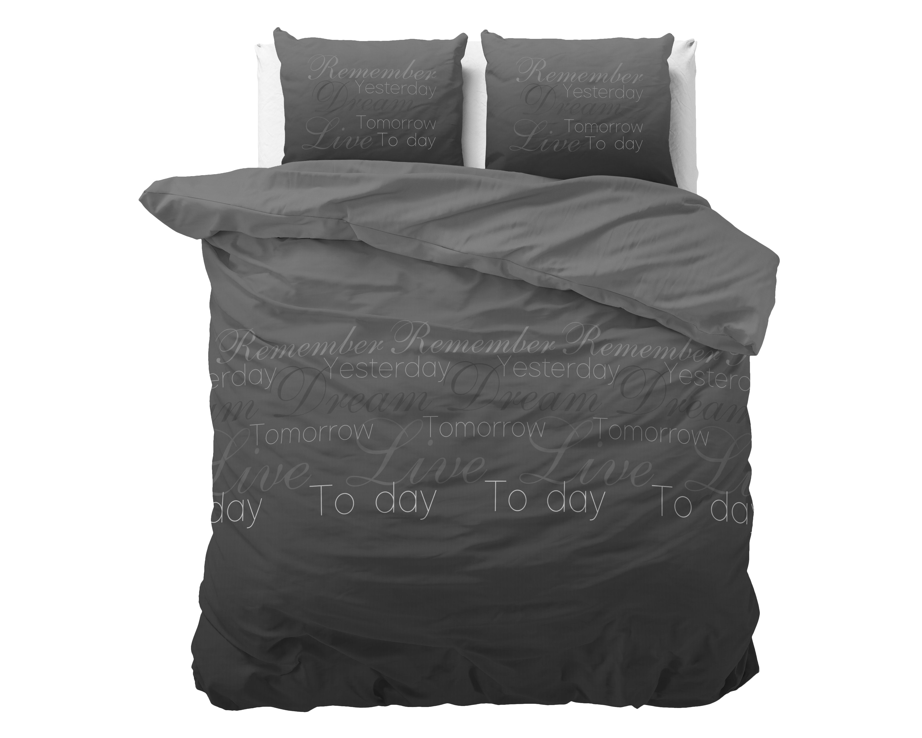 Live Today Dekbedovertrek Antraciet - Heerlijk warm - Leuke prints - Comfortabel zacht