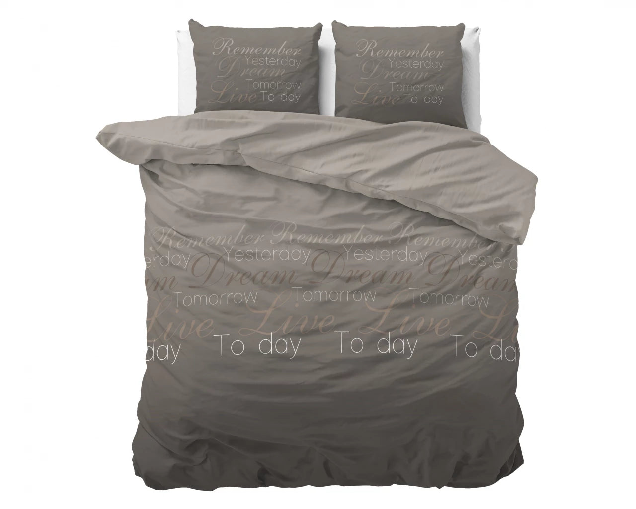 Live Today Dekbedovertrek Taupe - Heerlijk warm - Leuke prints - Comfortabel zacht