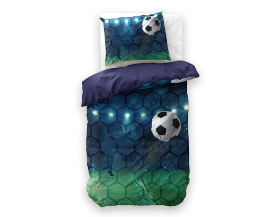 Live Football Dekbedovertrek Blauw 140 x 200/220 - Heerlijk zacht - Kleurvast - Haarscherpe prints