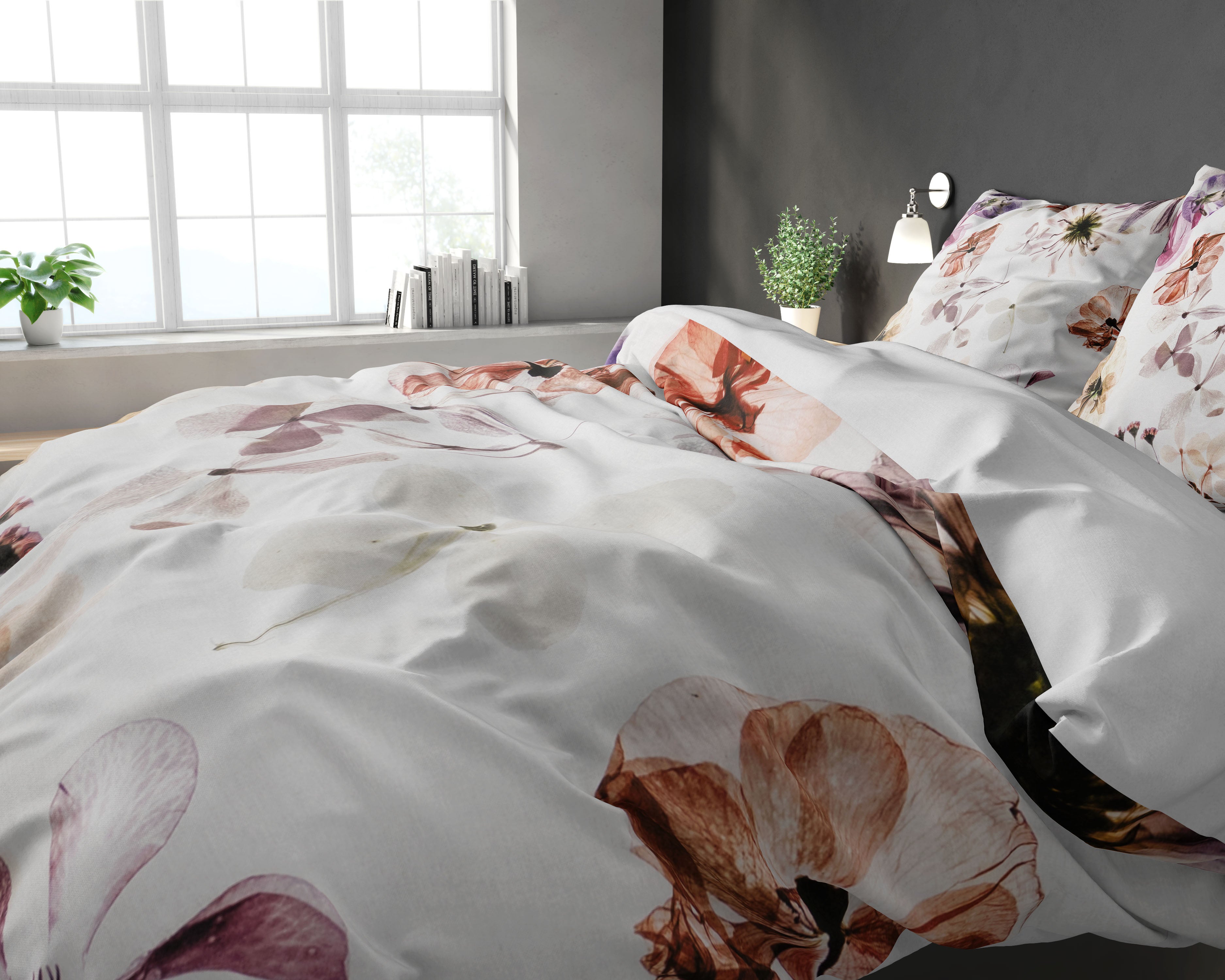 Lovely Flowers White Duvet Cover - Breathable Cotton - Trendy Designs - With Snaps