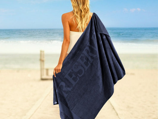 Strandlaken XL Reserved 100x180 cm Navy – Luxe en Sneldrogend Katoen