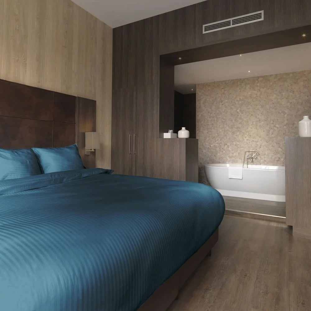 Luxe Katoen Satijnen Dekbedovertrek Blauw | Hotel Line