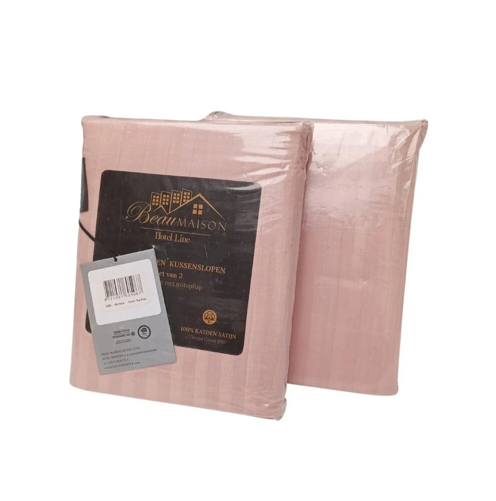 Luxe Katoen Satijnen Kussenslopen 60x70 cm - Hotel Line Tea Pink - Set van 2