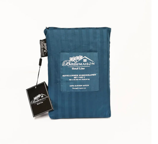Luxe Katoen Satijnen Kussenslopen Blauw - Hotelkwaliteit 60x70cm | Set van 2