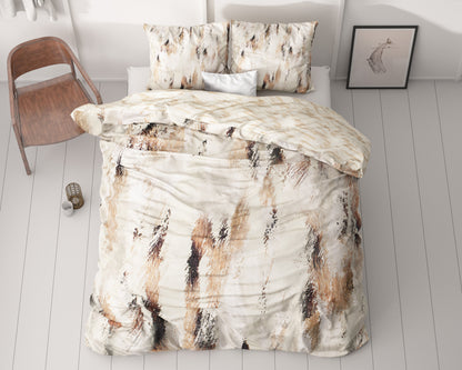 Malvina Nude Dekbedovertrek - Luxe Satijn - Hoge kwaliteit - Trendy prints