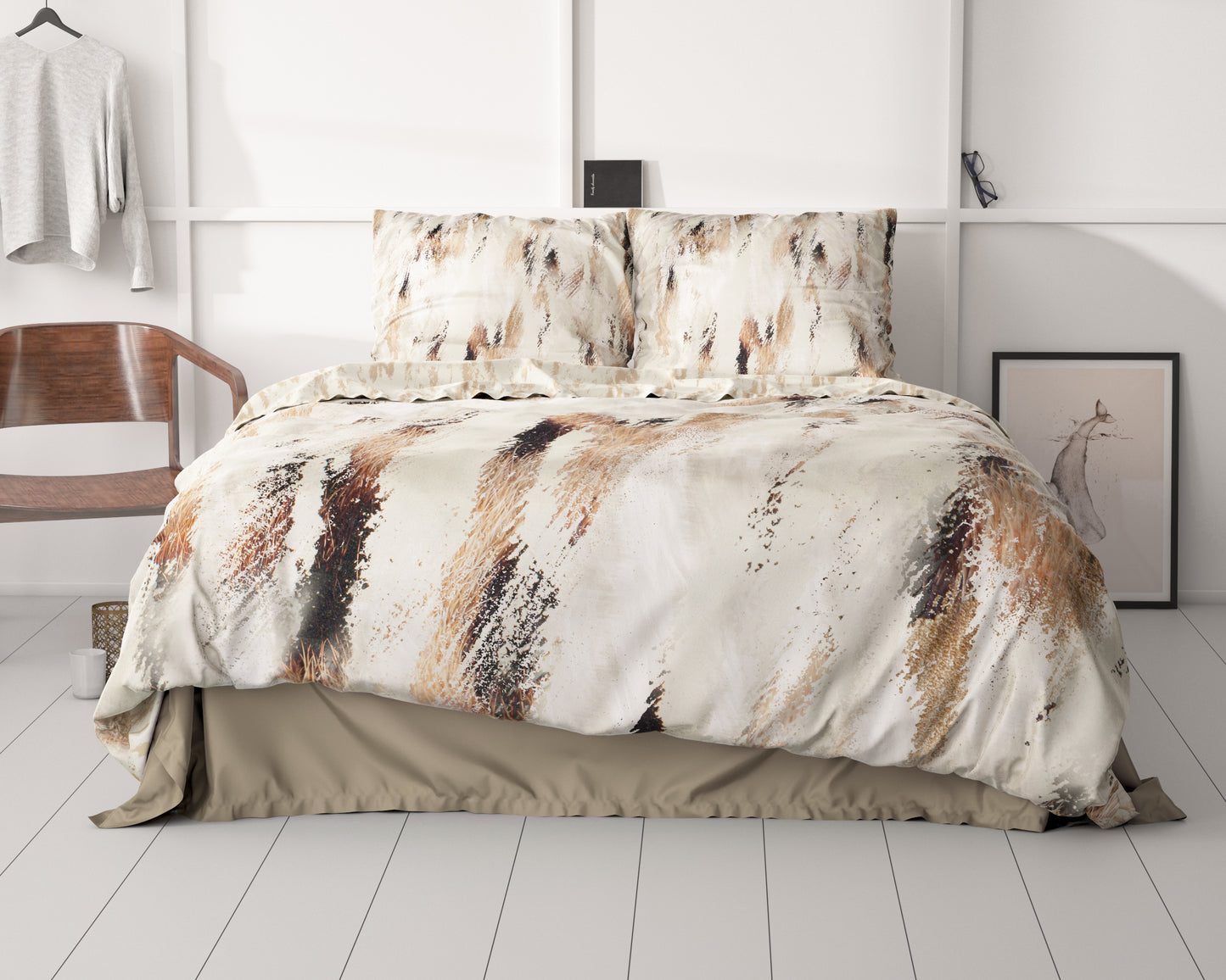 Malvina Nude Dekbedovertrek - Luxe Satijn - Hoge kwaliteit - Trendy prints