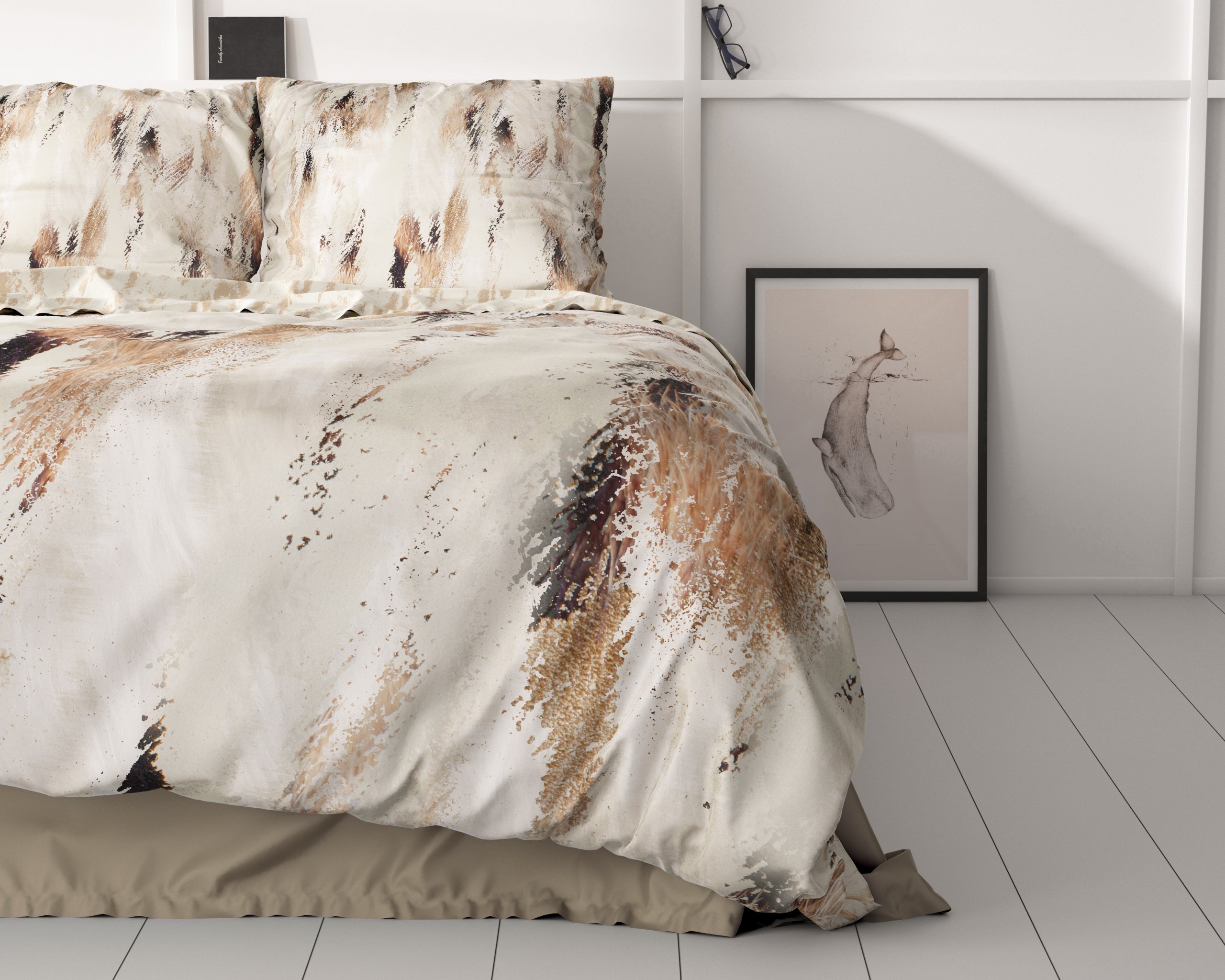 Malvina Nude Dekbedovertrek - Luxe Satijn - Hoge kwaliteit - Trendy prints