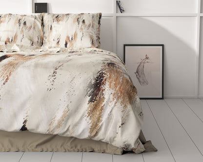 Malvina Nude Dekbedovertrek - Luxe Satijn - Hoge kwaliteit - Trendy prints