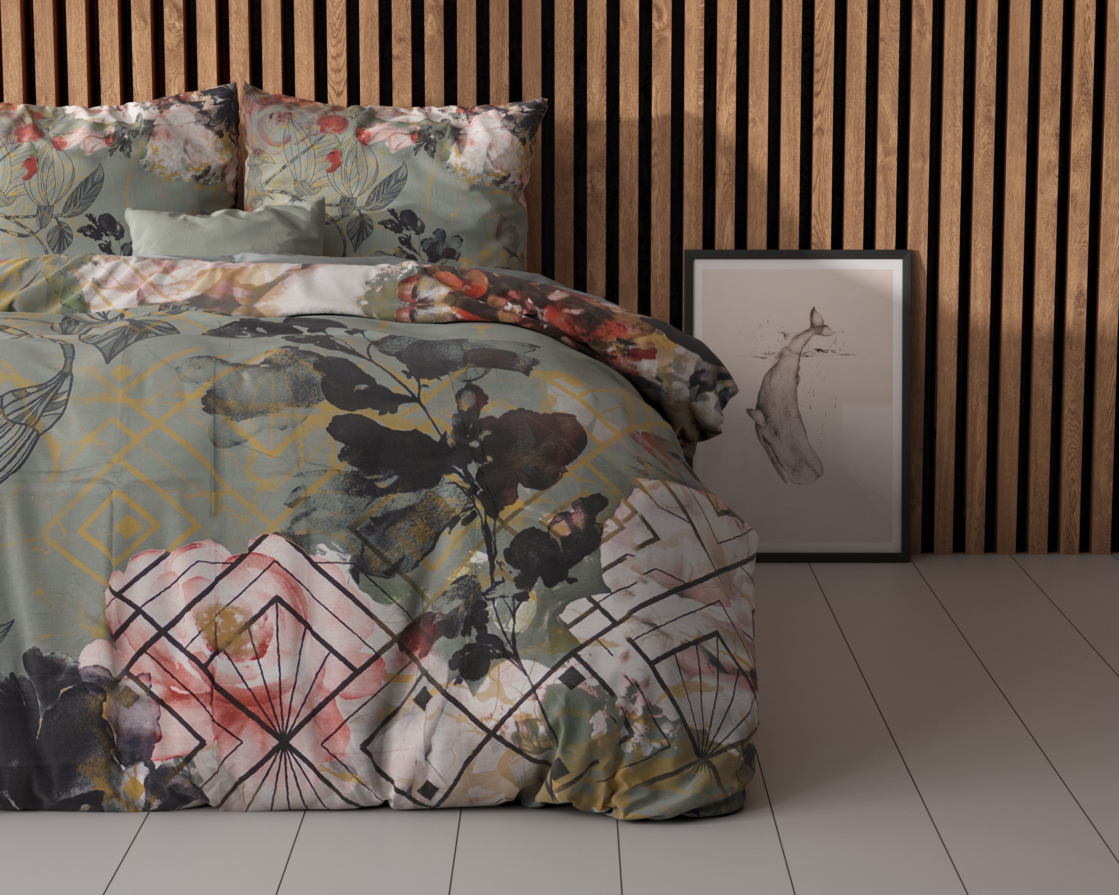 Marble Art Deco Groen Dekbedovertrek - Ademend katoen - Trendy designs - Met drukknopen