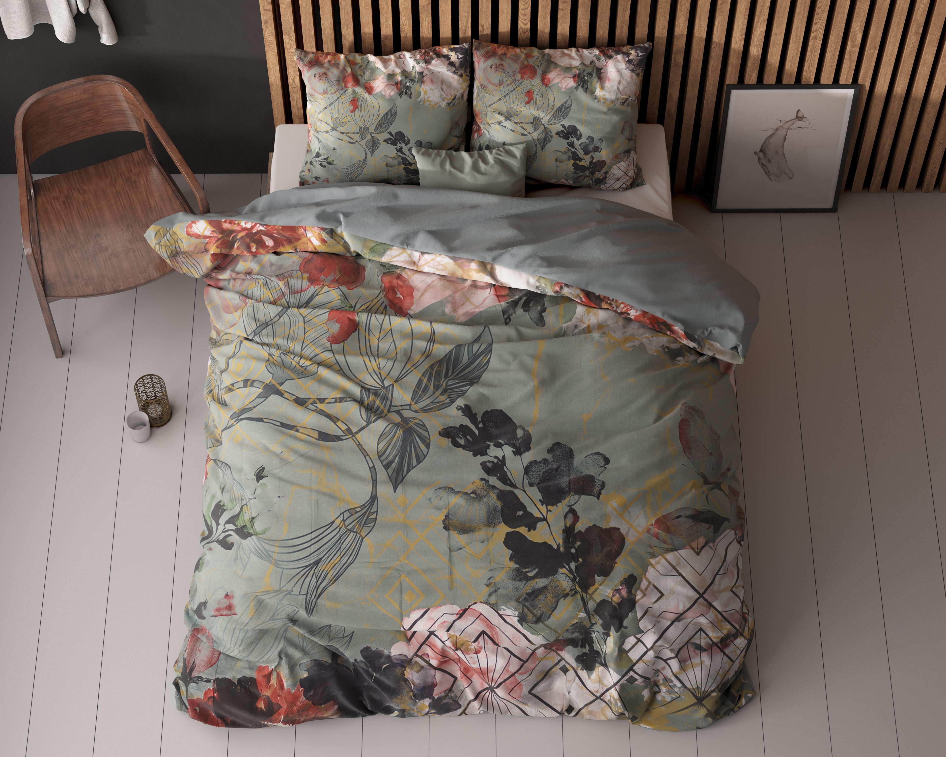 Marble Art Deco Groen Dekbedovertrek - Ademend katoen - Trendy designs - Met drukknopen