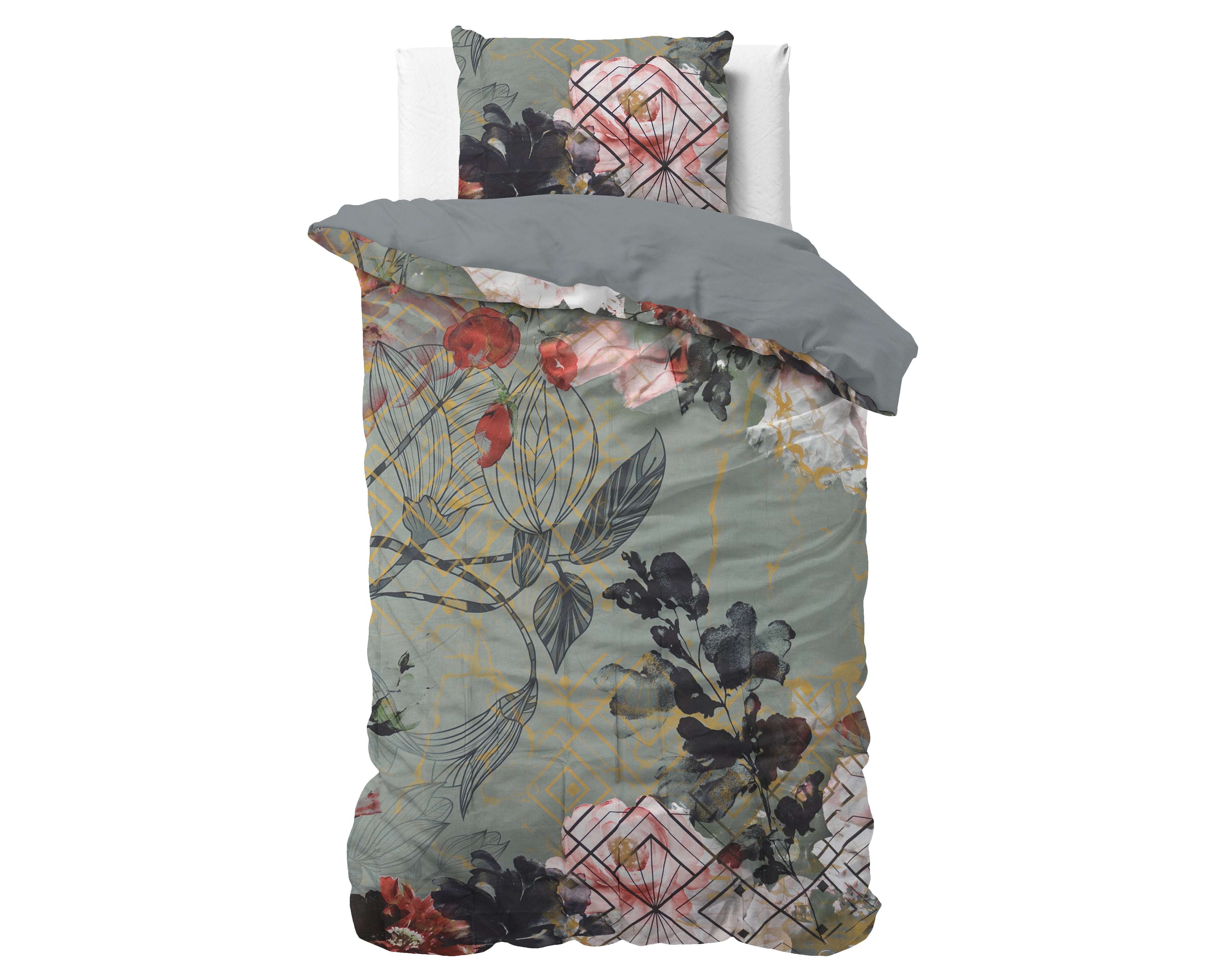 Marble Art Deco Groen Dekbedovertrek - Ademend katoen - Trendy designs - Met drukknopen