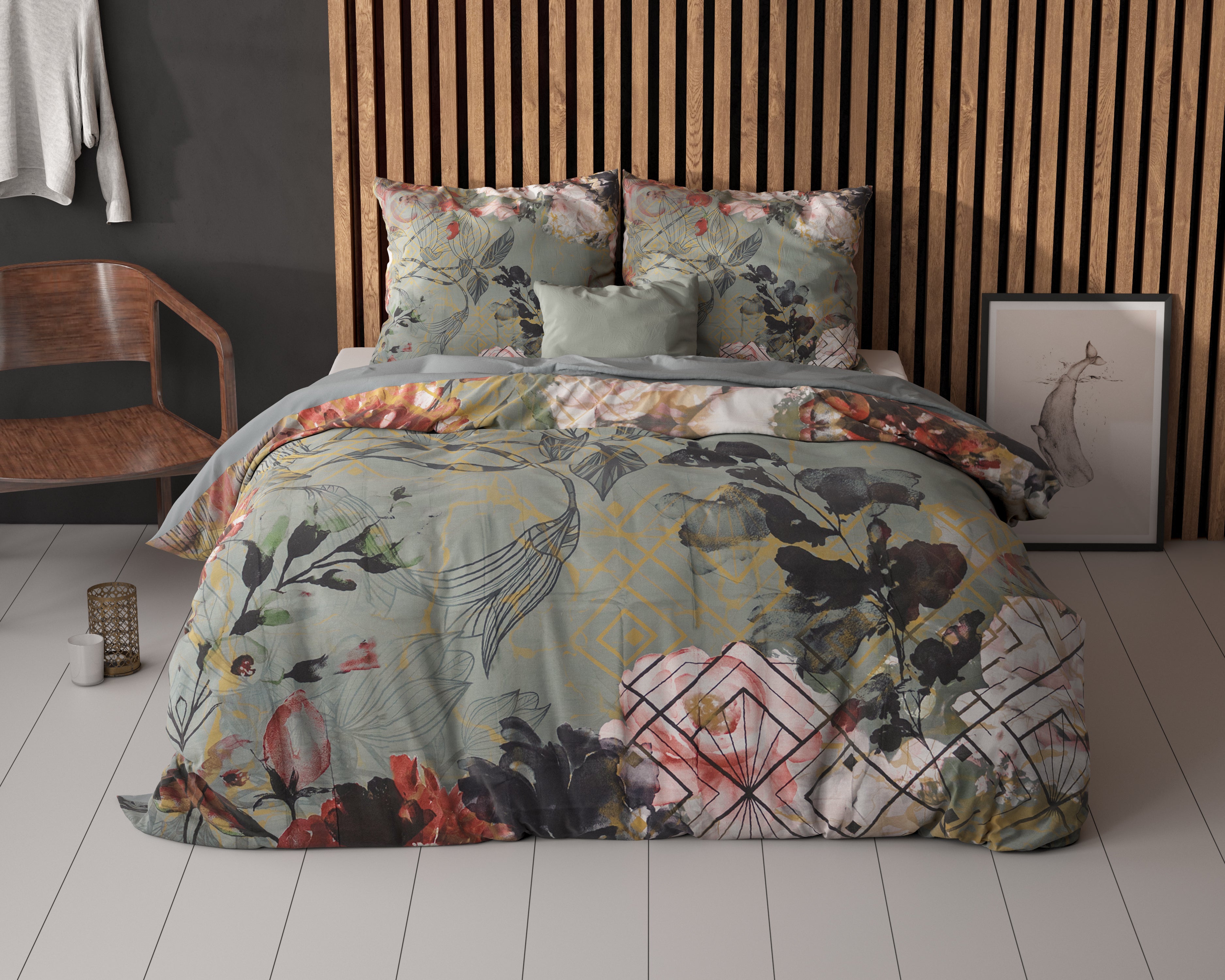 Marble Art Deco Groen Dekbedovertrek - Ademend katoen - Trendy designs - Met drukknopen