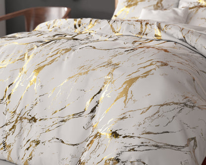 Marble Dekbedovertrek Wit - Luxe Design - Super zacht geweven - Luxe verpakt