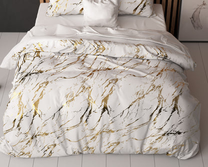 Marble Dekbedovertrek Wit - Luxe Design - Super zacht geweven - Luxe verpakt