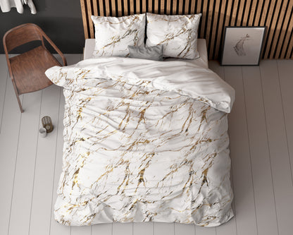 Marble Dekbedovertrek Wit - Luxe Design - Super zacht geweven - Luxe verpakt