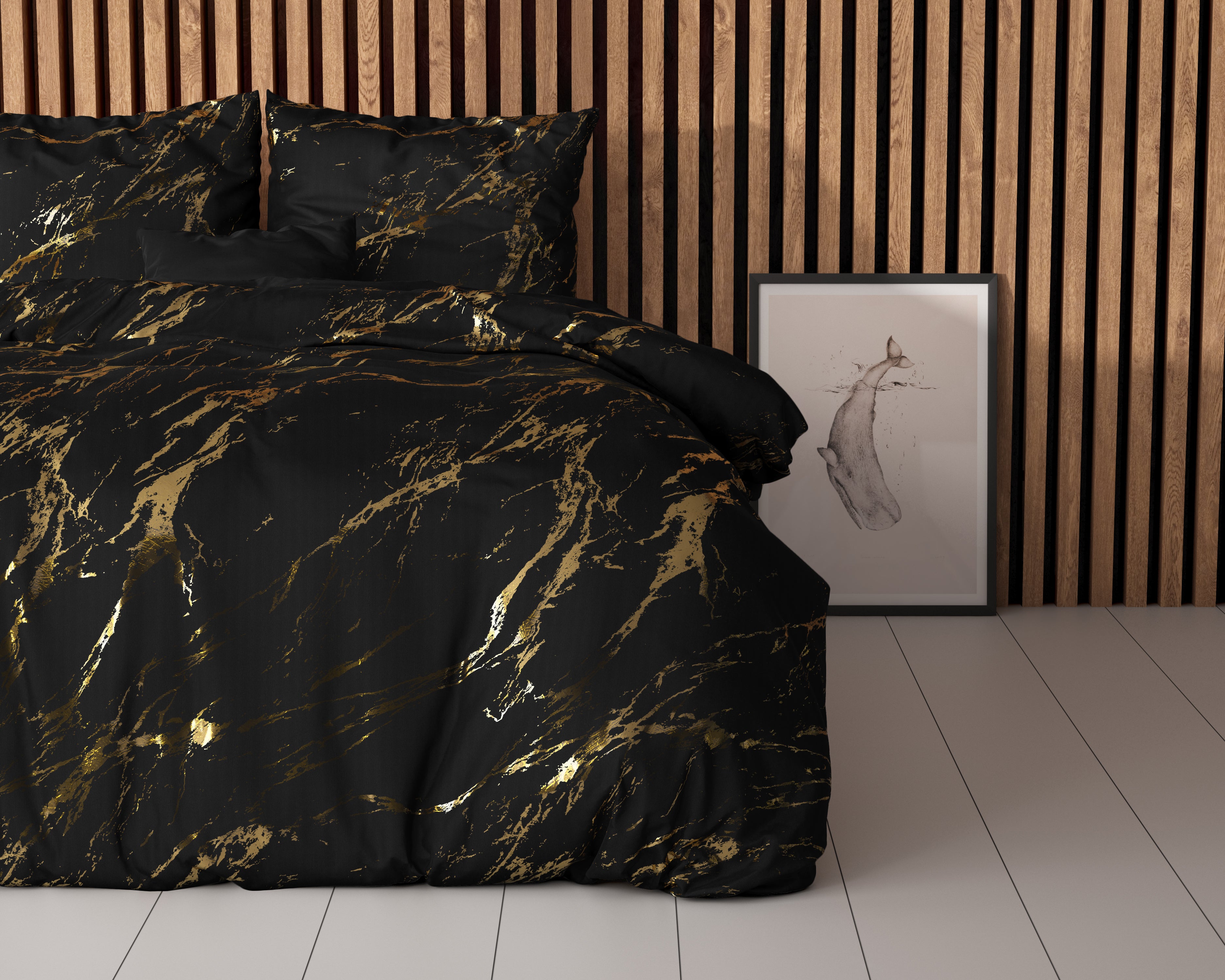 Marble Dekbedovertrek Zwart - Luxe Design - Super zacht geweven - Luxe verpakt