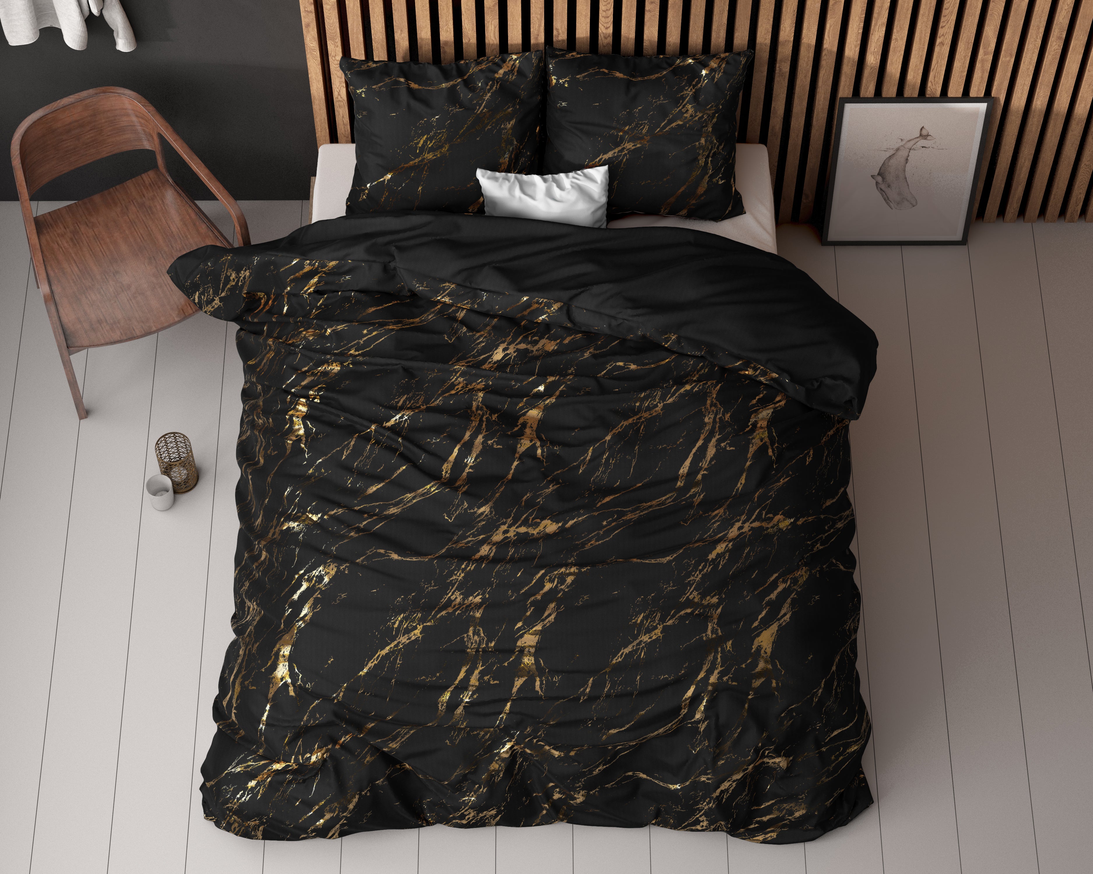 Marble Dekbedovertrek Zwart - Luxe Design - Super zacht geweven - Luxe verpakt