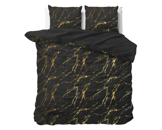 Marble Dekbedovertrek Zwart - Luxe Design - Super zacht geweven - Luxe verpakt