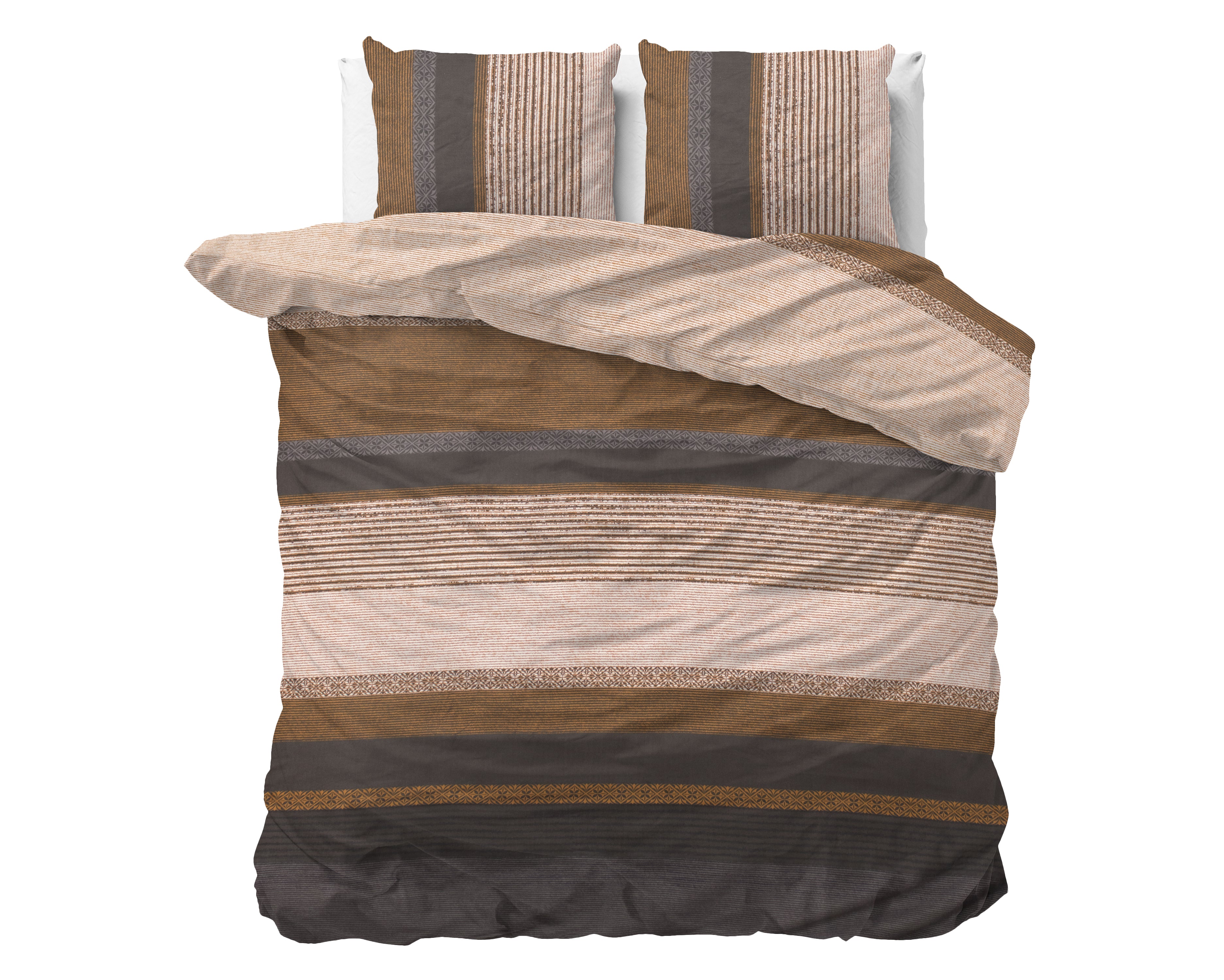 Marina Dekbedovertrek Taupe - Katoen geweven - Strijkvrij - Leuke prints
