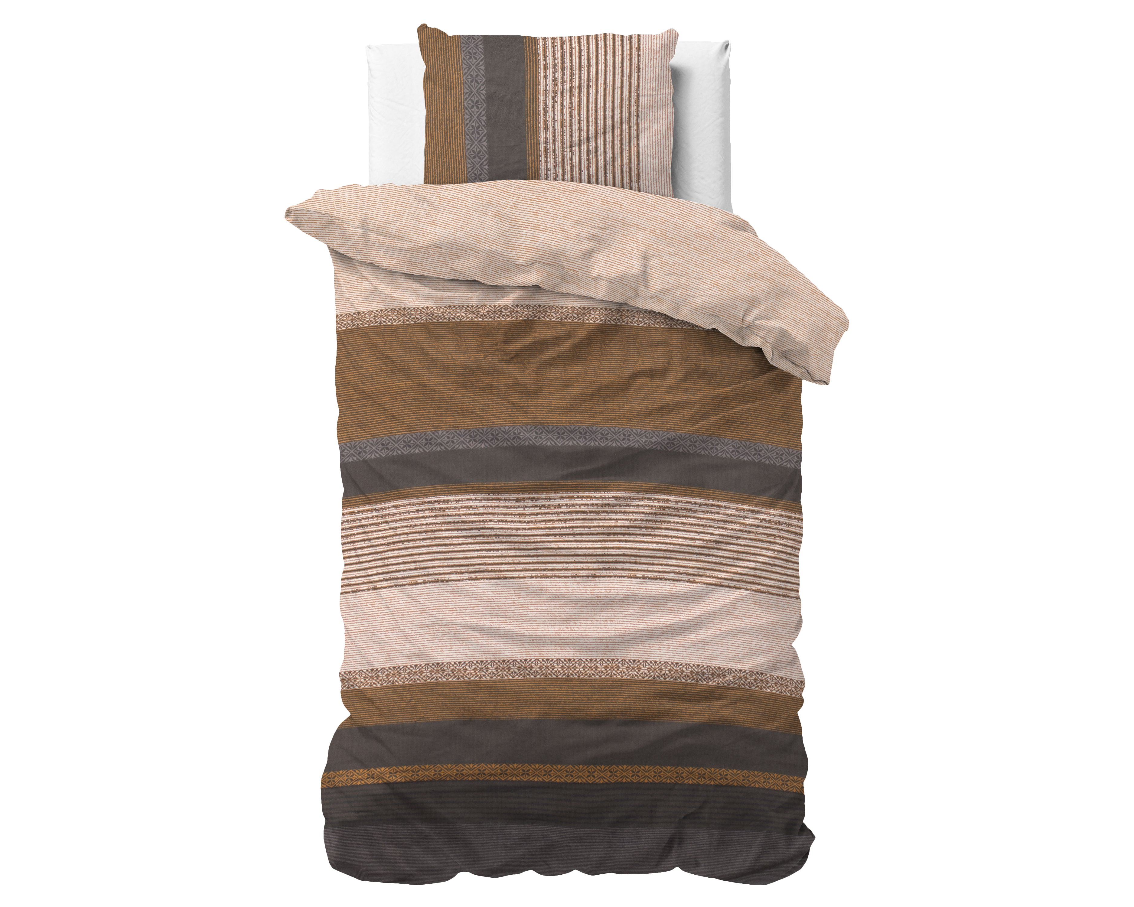 Marina Dekbedovertrek Taupe - Katoen geweven - Strijkvrij - Leuke prints