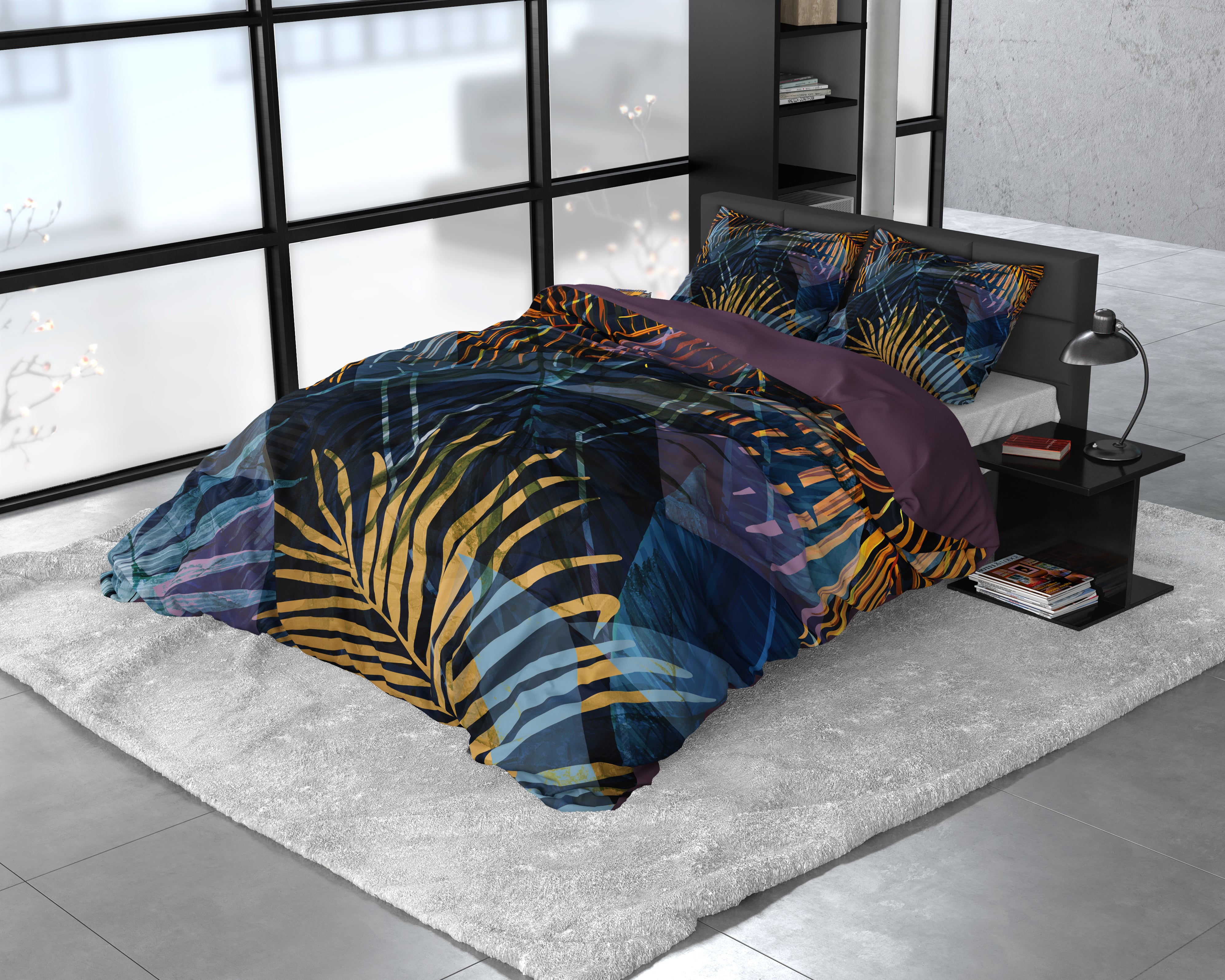 Marina Navy Dekbedovertrek - Luxe Satijn - Hoge kwaliteit - Trendy prints