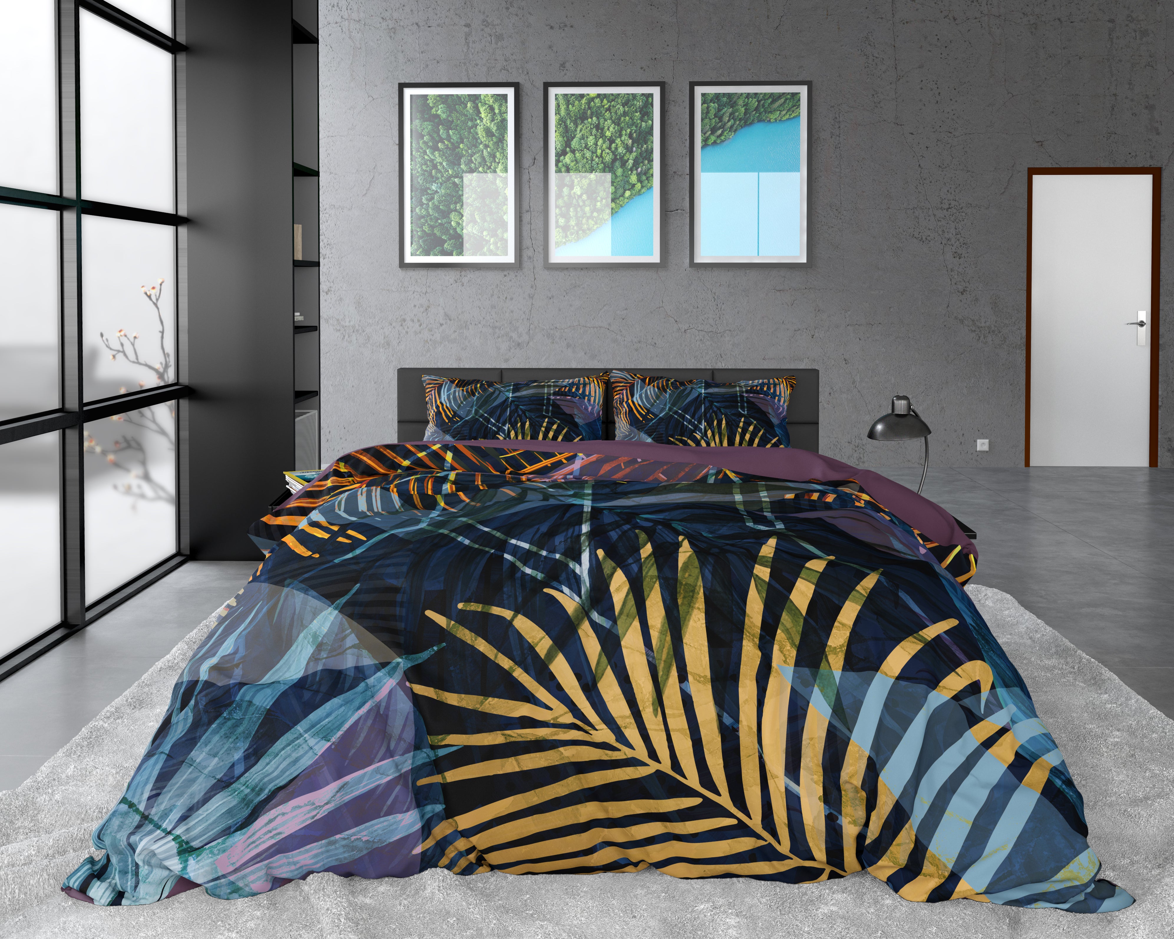 Marina Navy Dekbedovertrek - Luxe Satijn - Hoge kwaliteit - Trendy prints